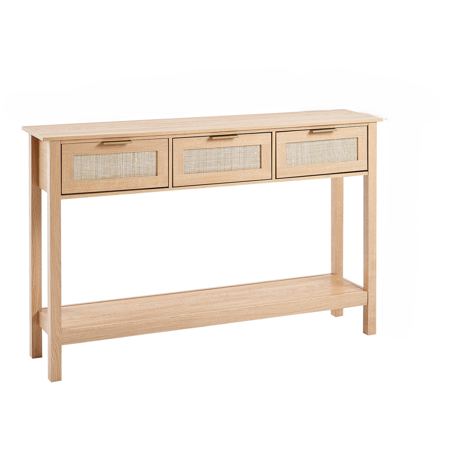 Console en rotin VEVOR avec 3 tiroirs de rangement, table d'entrée en rotin avec porte coulissante en rotin naturel, console de canapé