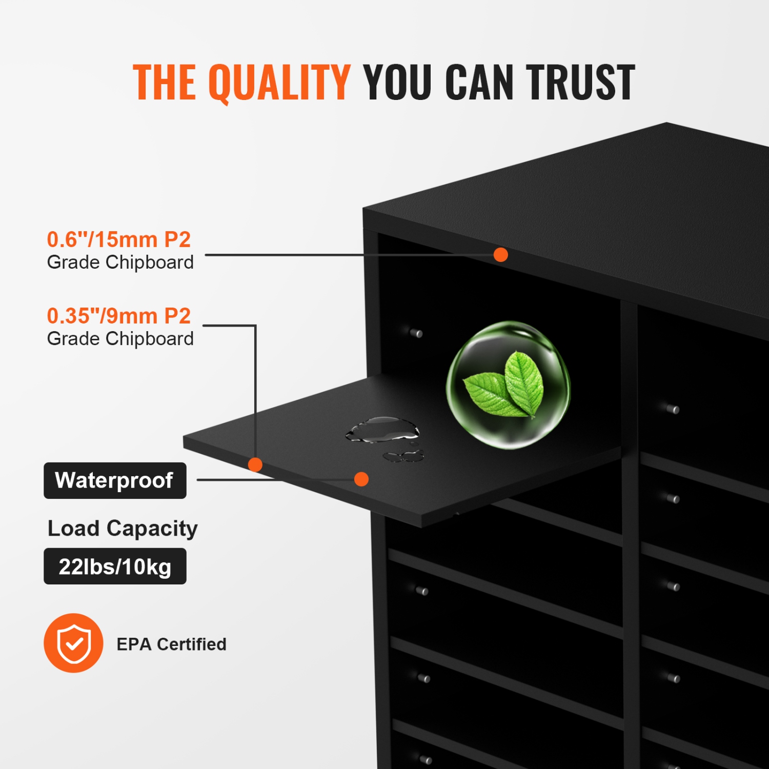 Organisateur à documents en bois VEVOR, 36 compartiments, classeur avec tablettes amovibles, fente pour boîte aux lettres pour le bureau