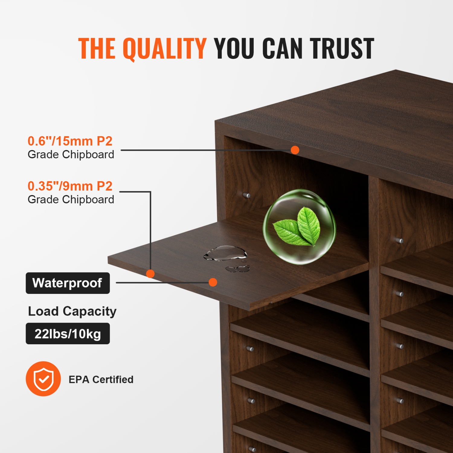 VEVOR Literature Organizers, 36 Compartments Office Mailbox with Adjustable Shelves, Wood Literature Sorter 39.3x12x26.8 inches