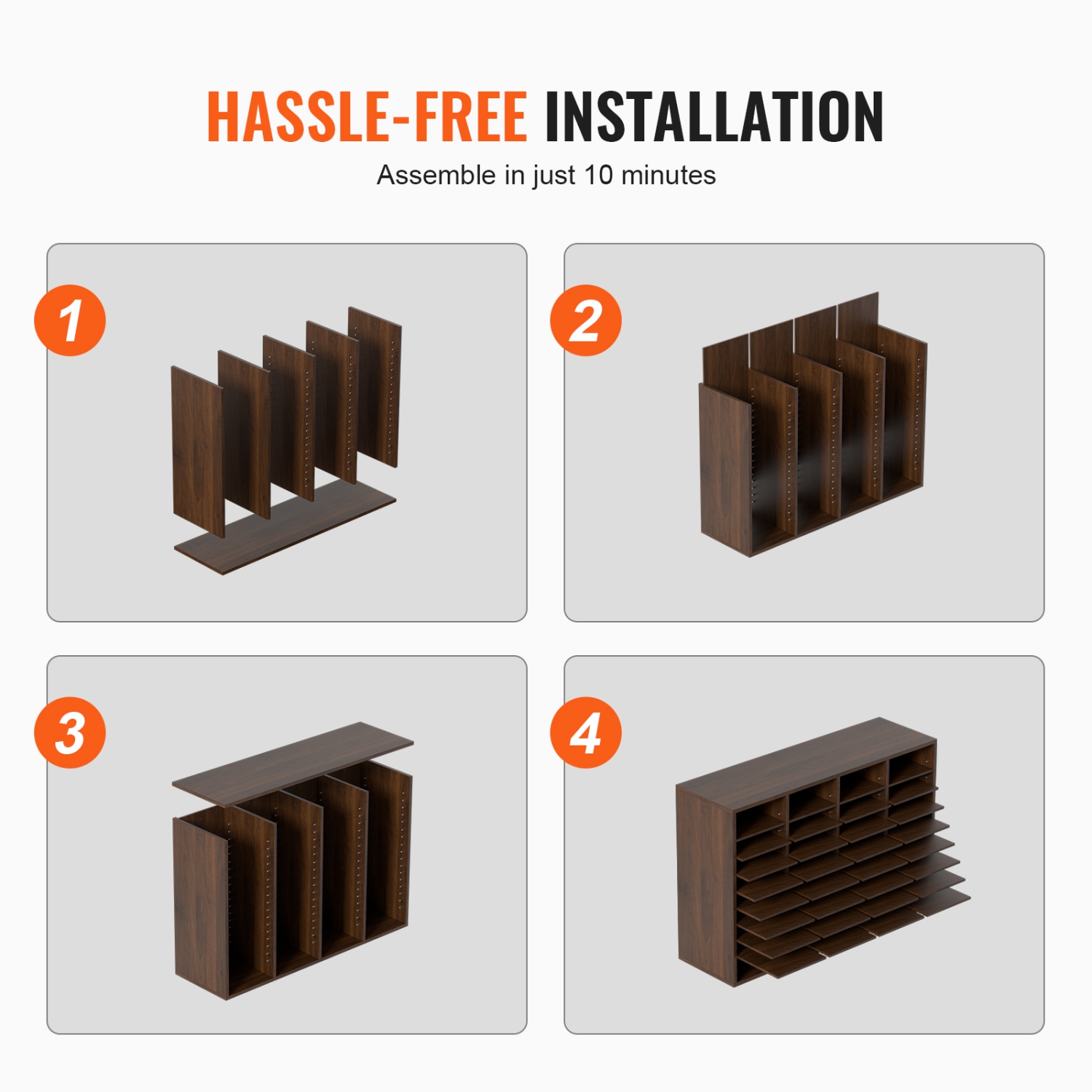 VEVOR Literature Organizers, 36 Compartments Office Mailbox with Adjustable Shelves, Wood Literature Sorter 39.3x12x26.8 inches