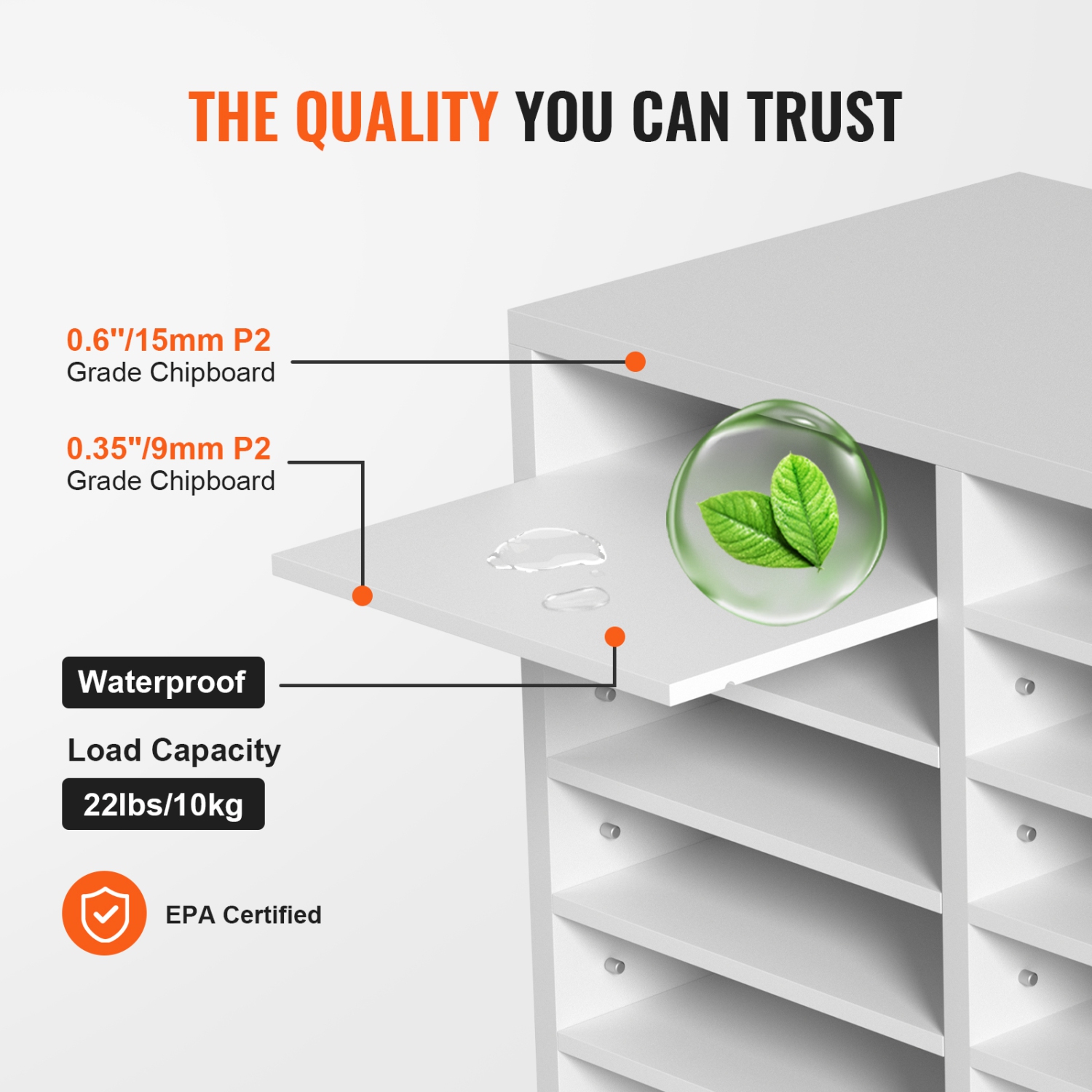 Organisateurs de documentation VEVOR, boîte aux lettres de bureau à 12 compartiments avec tablettes réglables, trieur de documents en bois