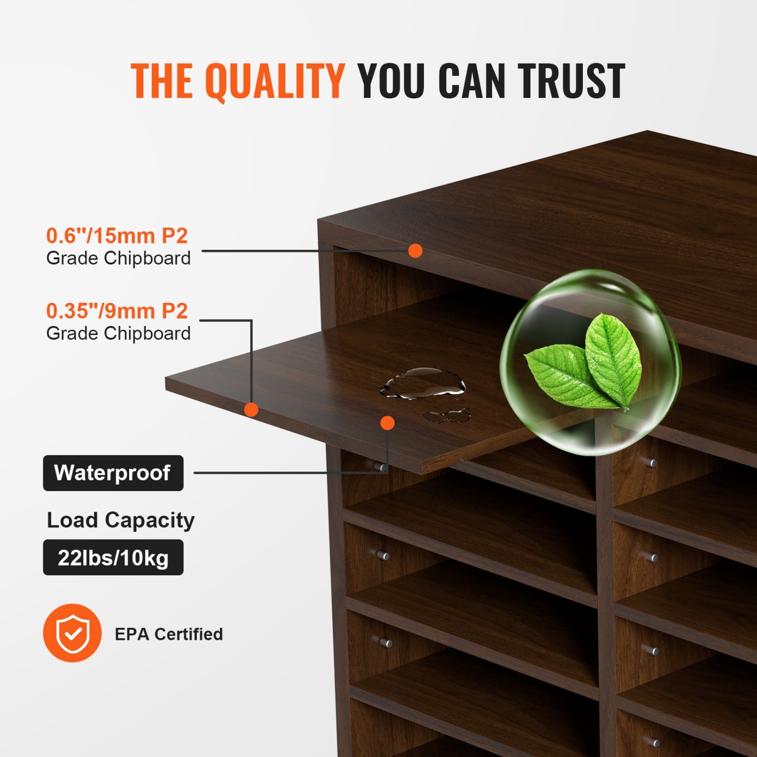 VEVOR Literature Organizers, 12 Compartments Office Mailbox with Adjustable Shelves, Wood Literature Sorter 20.4x12x16.1 inches