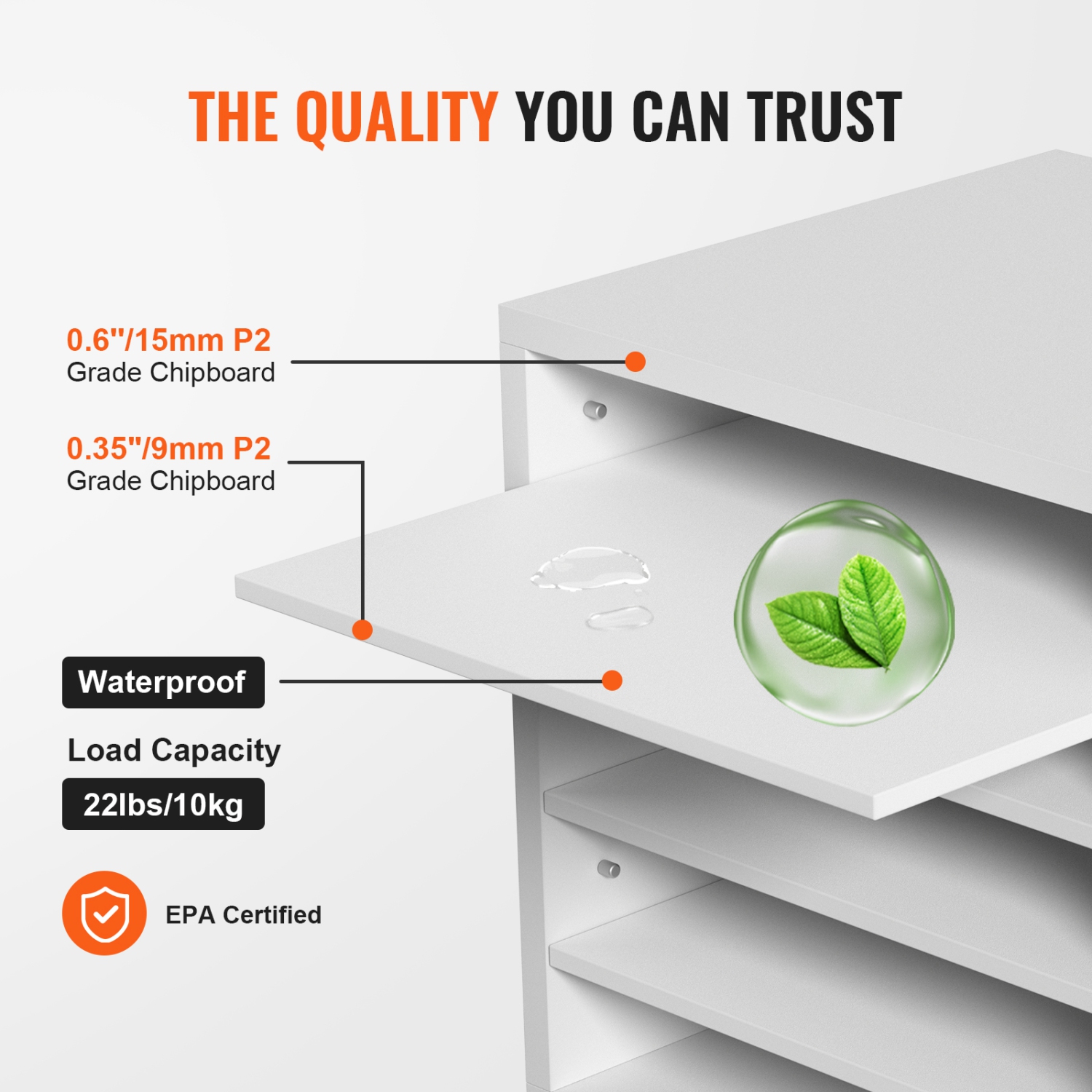 VEVOR Literature Organizers, 5 Compartments Office Mailbox with Adjustable Shelves, Wood Literature Sorter 13.9x12x13 inches