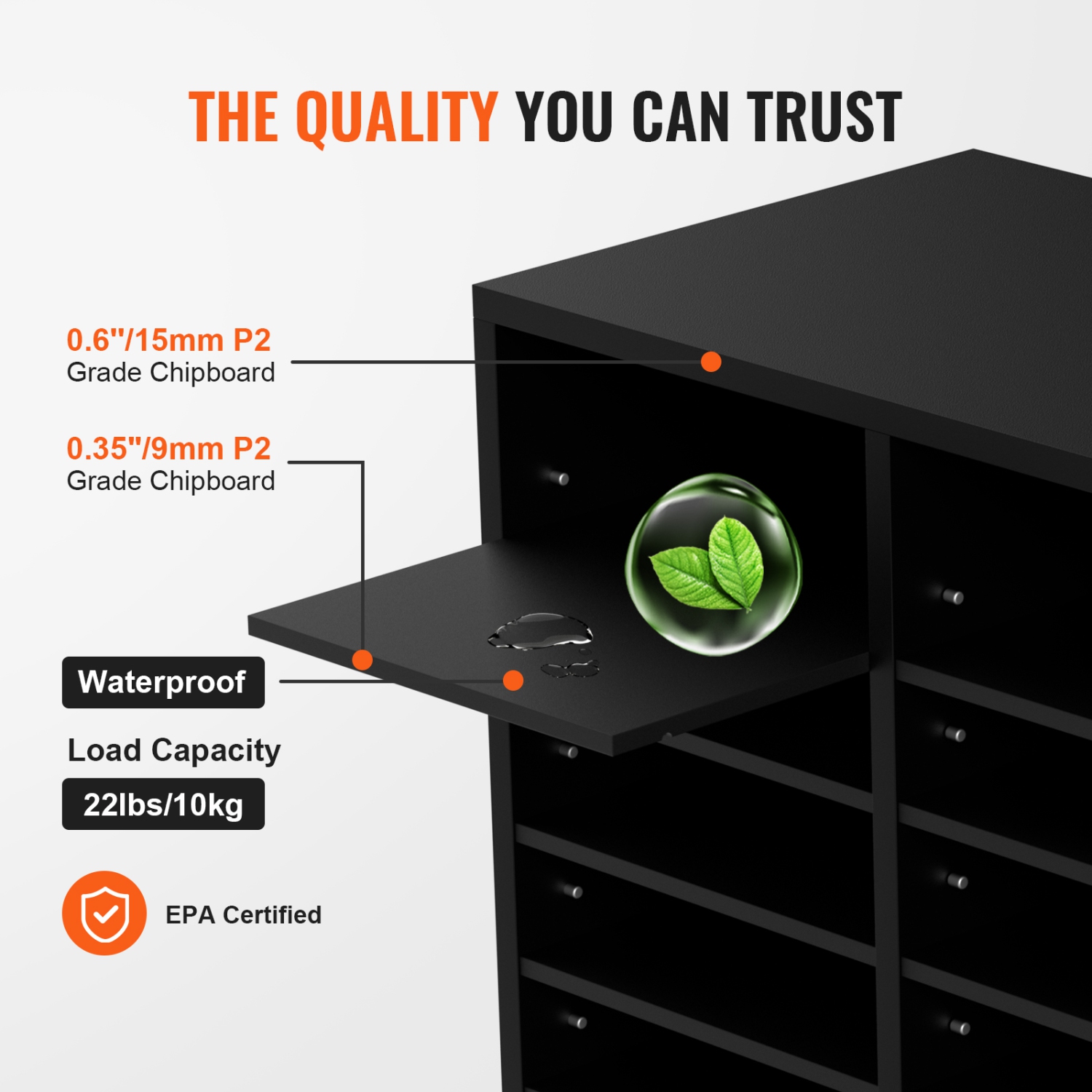 Organisateur à documents en bois VEVOR, 24 compartiments, classeur avec tablettes amovibles, fente pour boîtes aux lettres