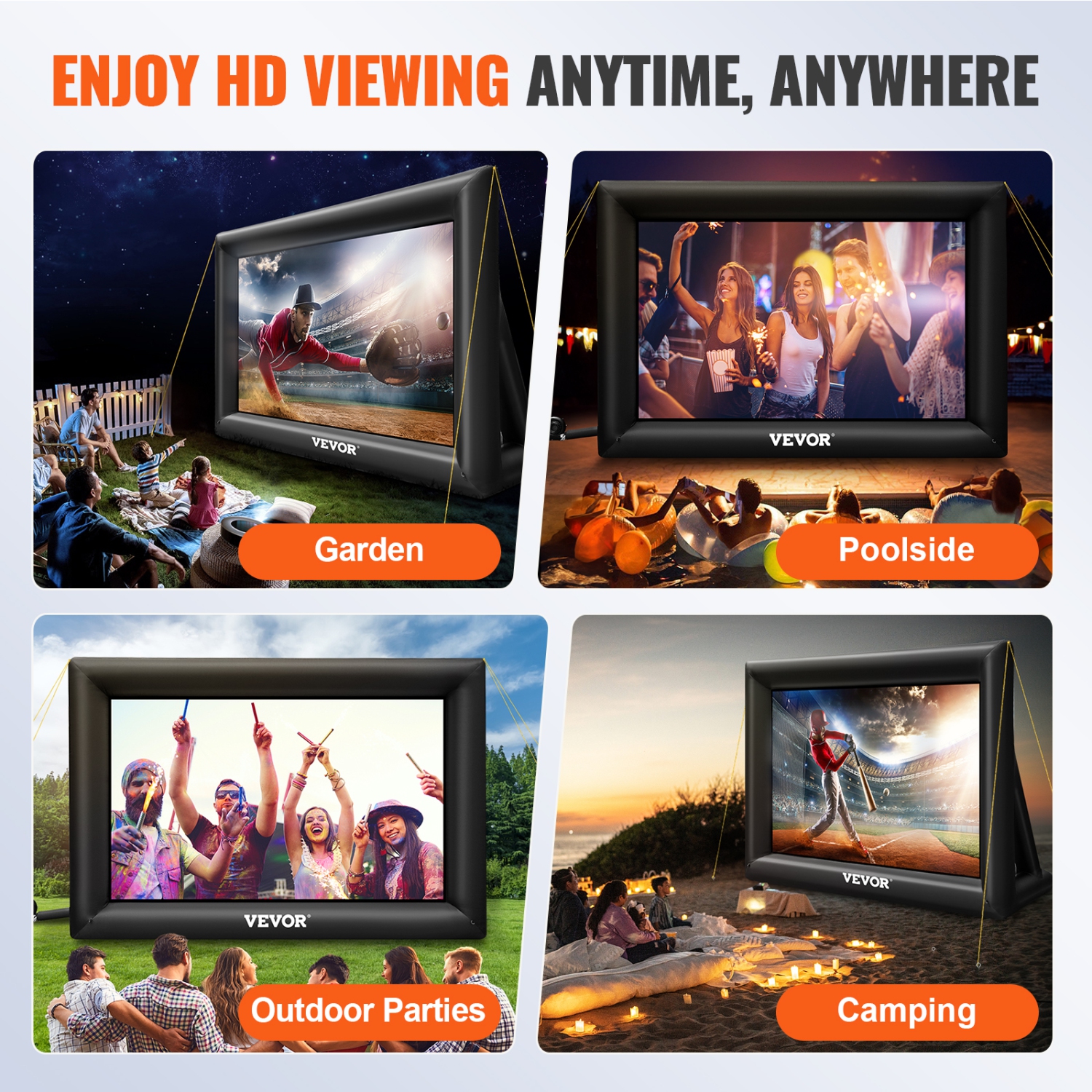 Écran de projection gonflable de 20 pi VEVOR pour l'extérieur avec souffleur d'air gonflable Oxford de 350&nbsp;W