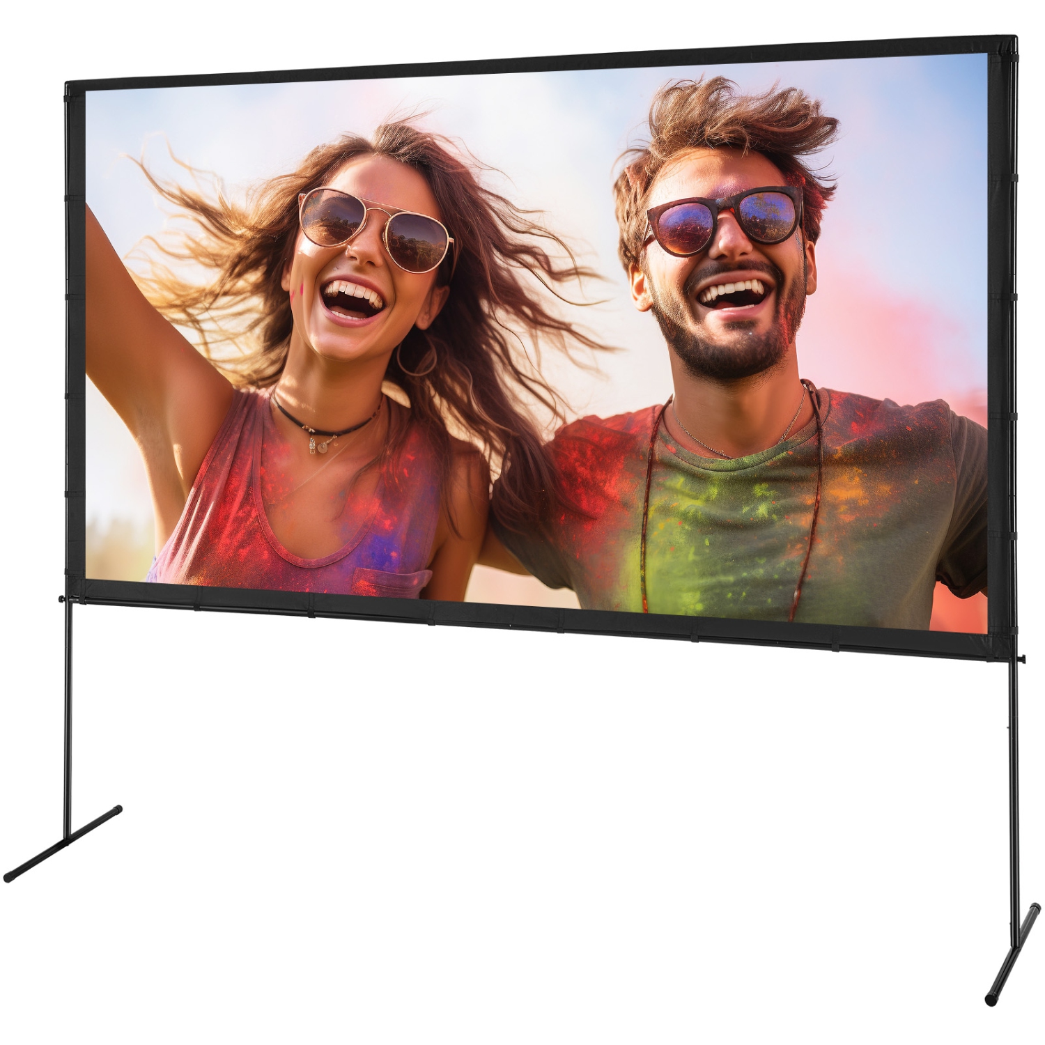 VEVOR Projector Screen with Stand, 120 inch 16:9 4K 1080 HD Outdoor Movie Screen with Stand, Wrinkle-Free Projection Screen w Home Theater Cinema