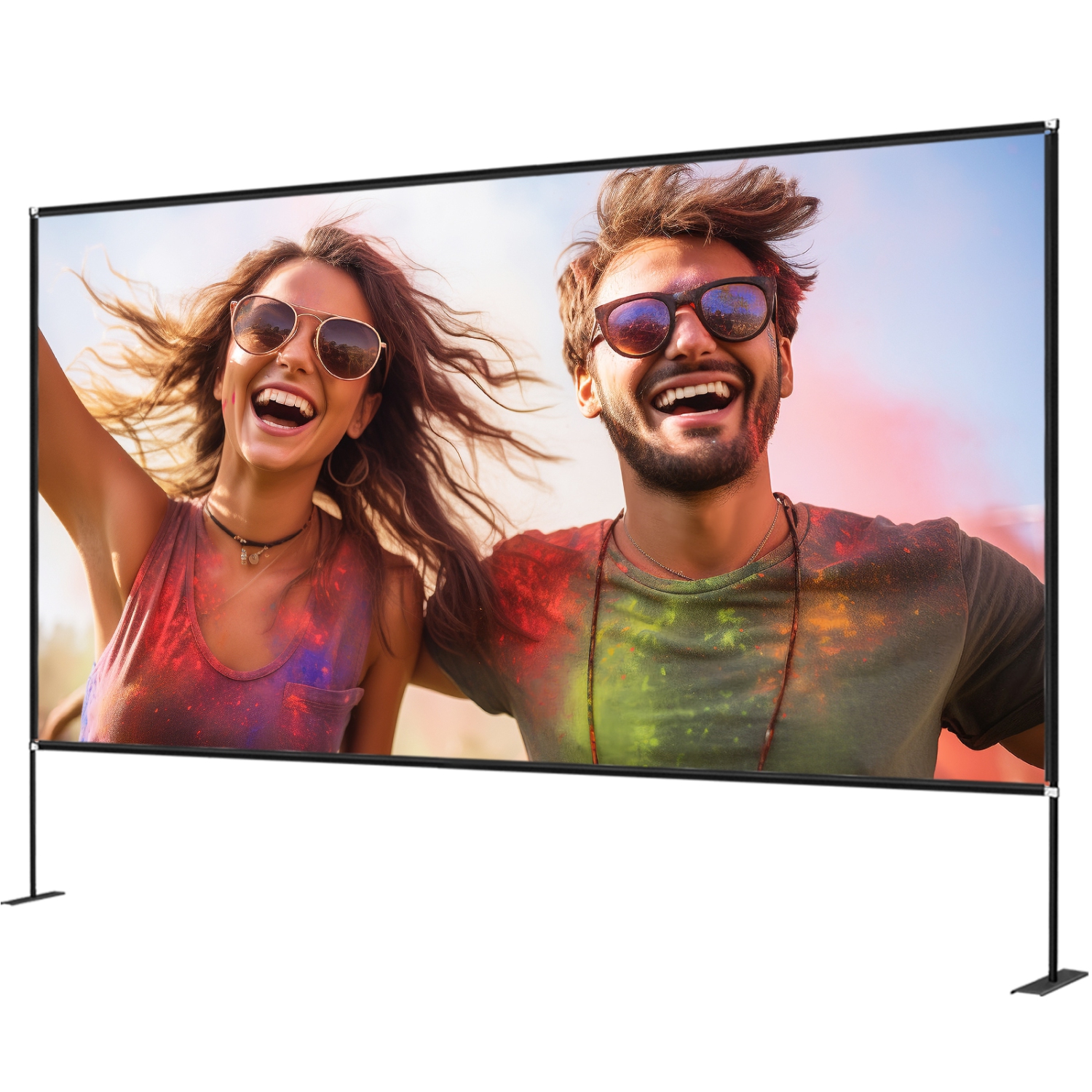 Écran de projection VEVOR avec support 150&nbsp;po Écran de cinéma portatif HD 16:9 4K grand-angle Écran de projection extérieur Support facile