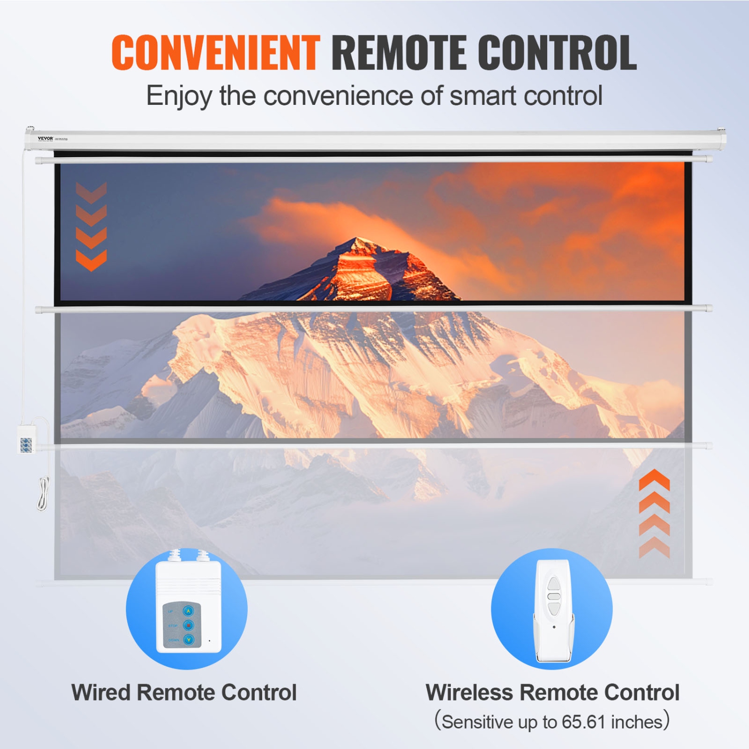 100&nbsp;po d'écran de projection motorisé VEVOR, écran de projection automatique HD 16:9 4K 1080, écran de projection électrique avec