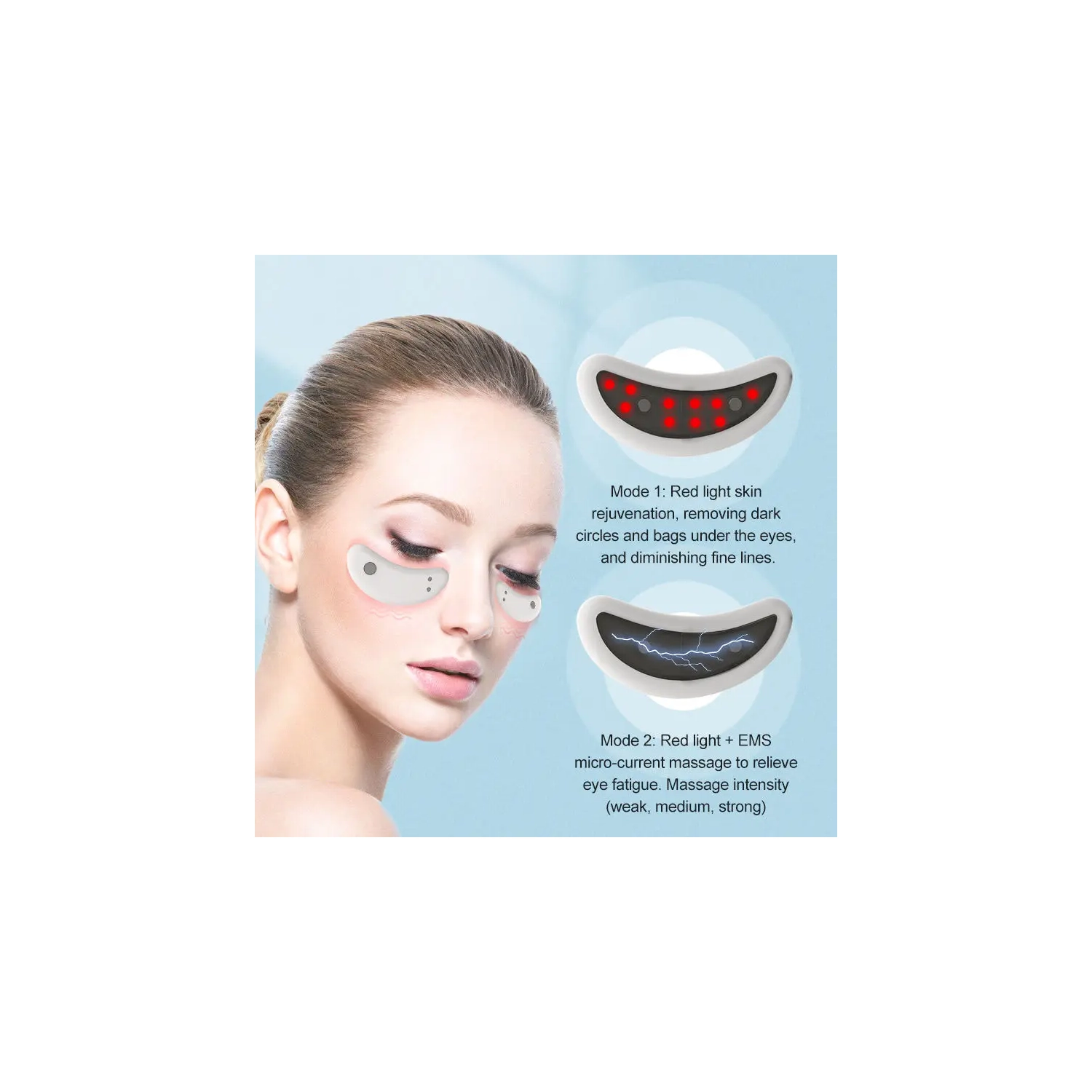 EMS Eye Massager Relief Eye Facial Relaxation Tool Electric Red Light Eye Heating Pad Black Eye Bag Removal Anti-Wrinkle