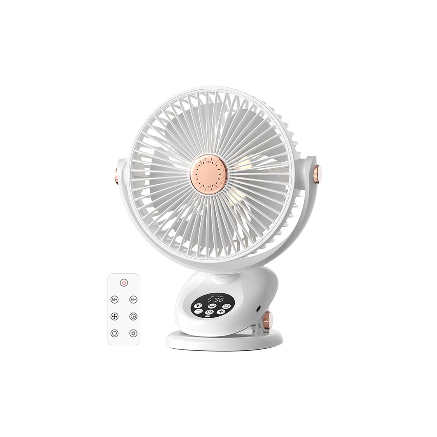 Ventilateur de voyage portatif, ventilateur suspendu léger multifonctionnel, ventilateur de table à 5 vitesses avec pince, recharge USB avec lampe