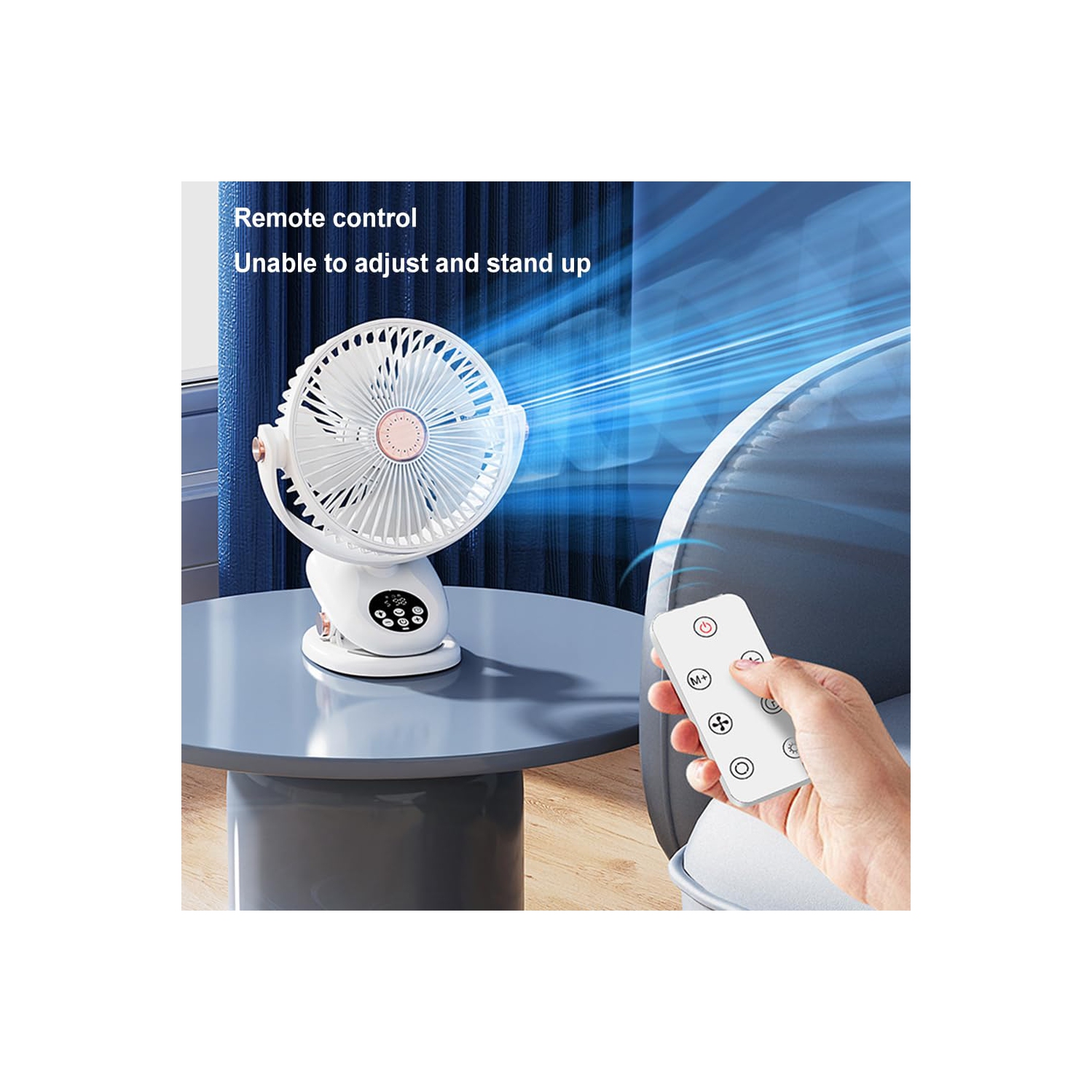 Ventilateur de voyage portatif, ventilateur suspendu léger multifonctionnel, ventilateur de table à 5 vitesses avec pince, recharge USB avec lampe