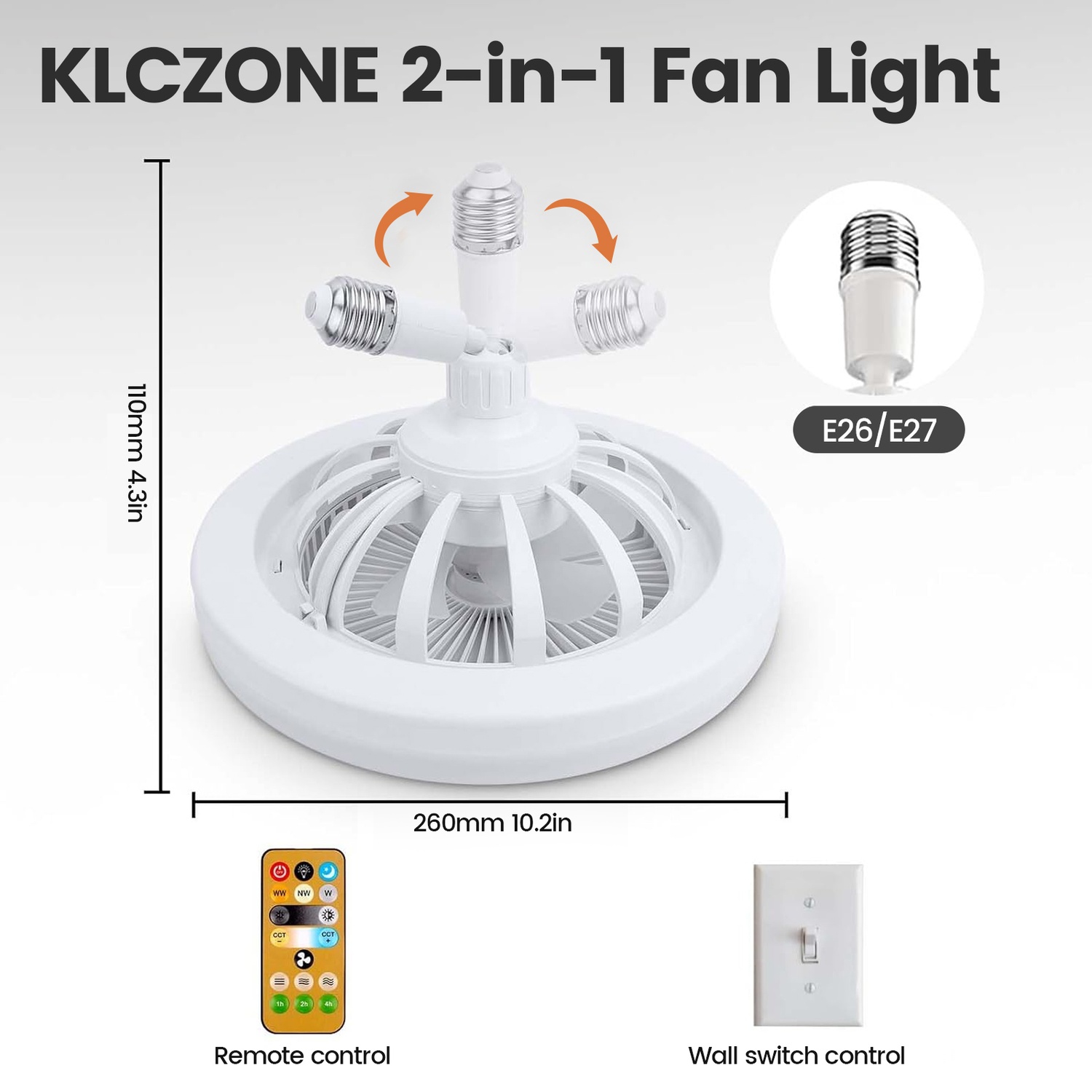 Ceiling Fan with Lights and Remote Control,Dimmable Enclosed Low Profile Bladeless Small Mini Ceiling Fan Semi Flush Mount