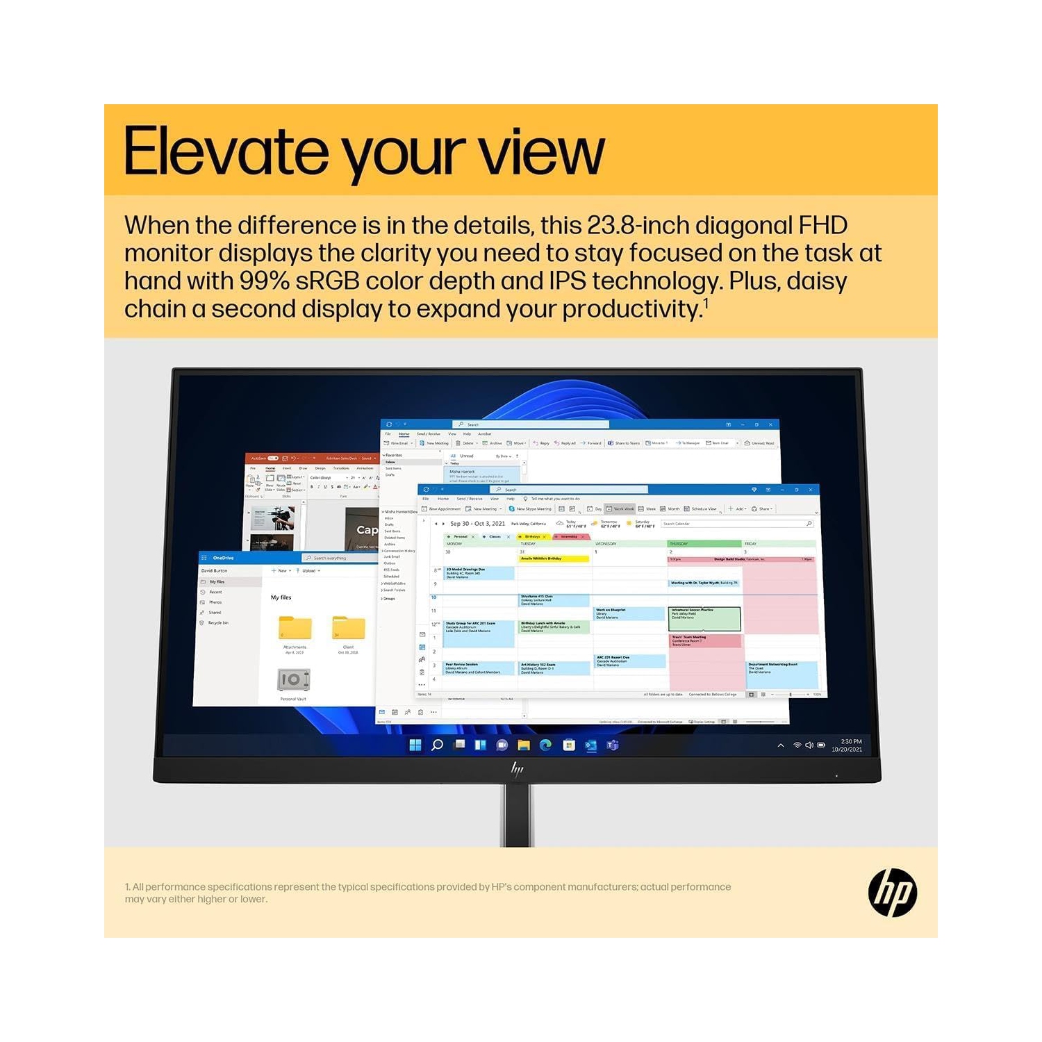 HP Monitor 24 Inch E24u G5-1920x1080, IPS, Ultra-Slim Design, Adjustable Stand, Anti-Glare, USB-C Connectivity, with HDMI Cable, Ideal for Home and