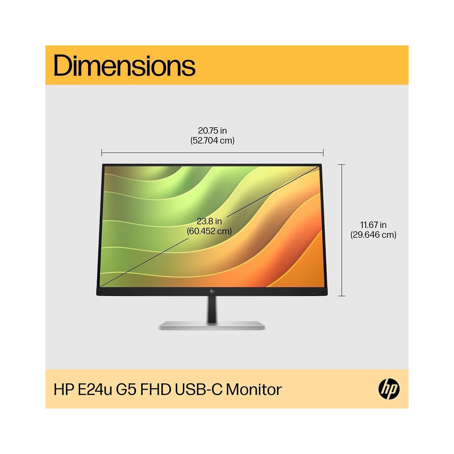 HP Monitor 24 Inch E24u G5-1920x1080, IPS, Ultra-Slim Design, Adjustable Stand, Anti-Glare, USB-C Connectivity, with HDMI Cable, Ideal for Home and