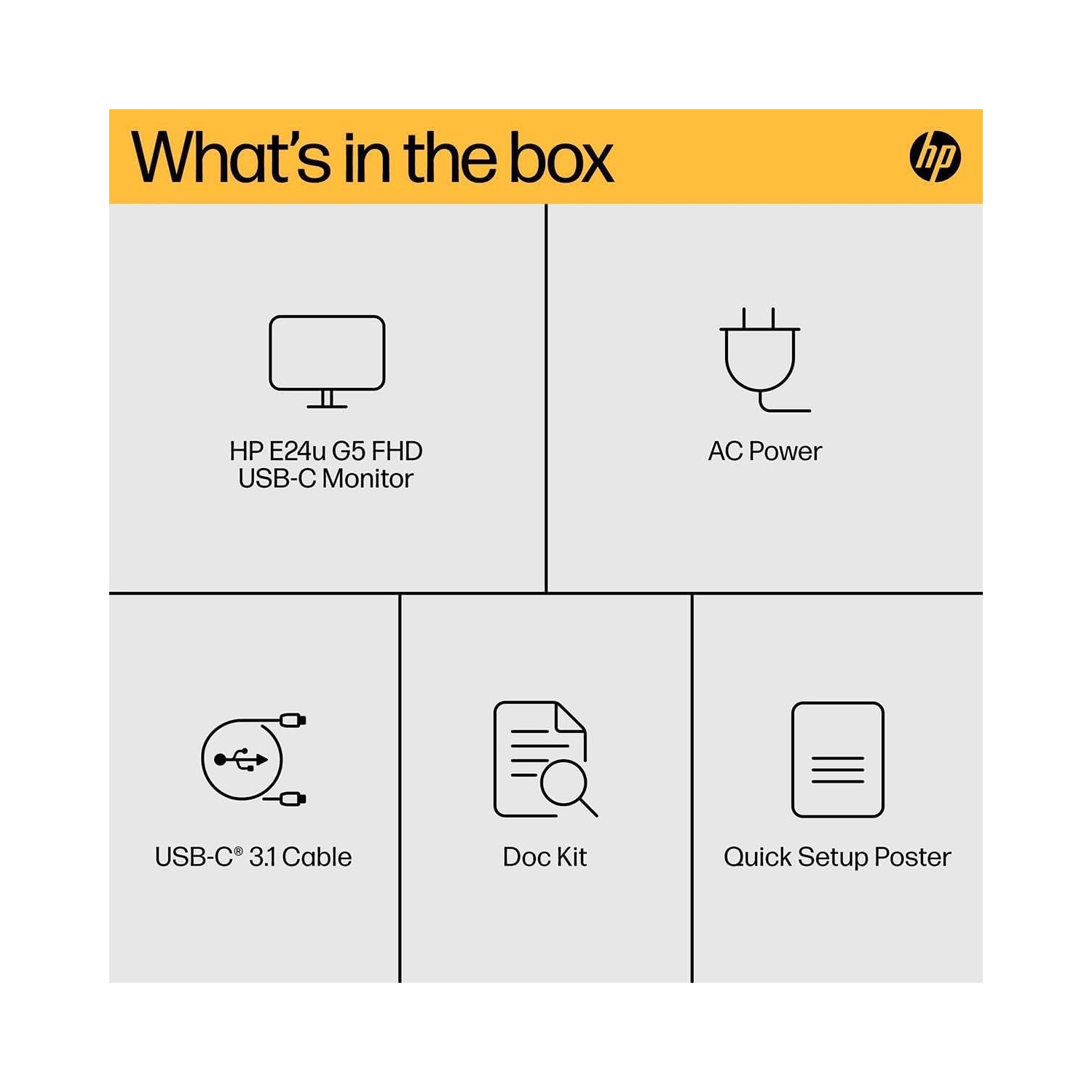 HP Monitor 24 Inch E24u G5-1920x1080, IPS, Ultra-Slim Design, Adjustable Stand, Anti-Glare, USB-C Connectivity, with HDMI Cable, Ideal for Home and