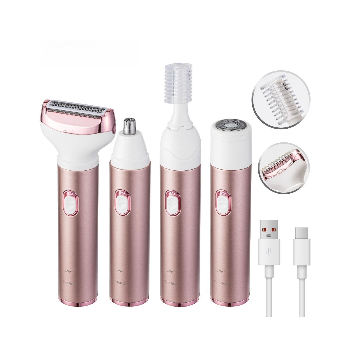 Electric Razor for Women Removal Women's Cordless Portable 4 in 1 Painless Shaver,​for Body Face Shavers Nose Hair Trimmer Bikini Area Armpit