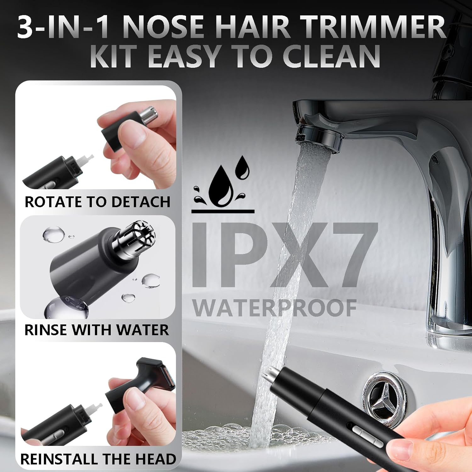 Tondeuse pour poils de nez pour hommes Femmes,Utilisation à domicile Tondeuse pour poils d'oreilles de nez,Ensemble de tondeuse rechargeable pour