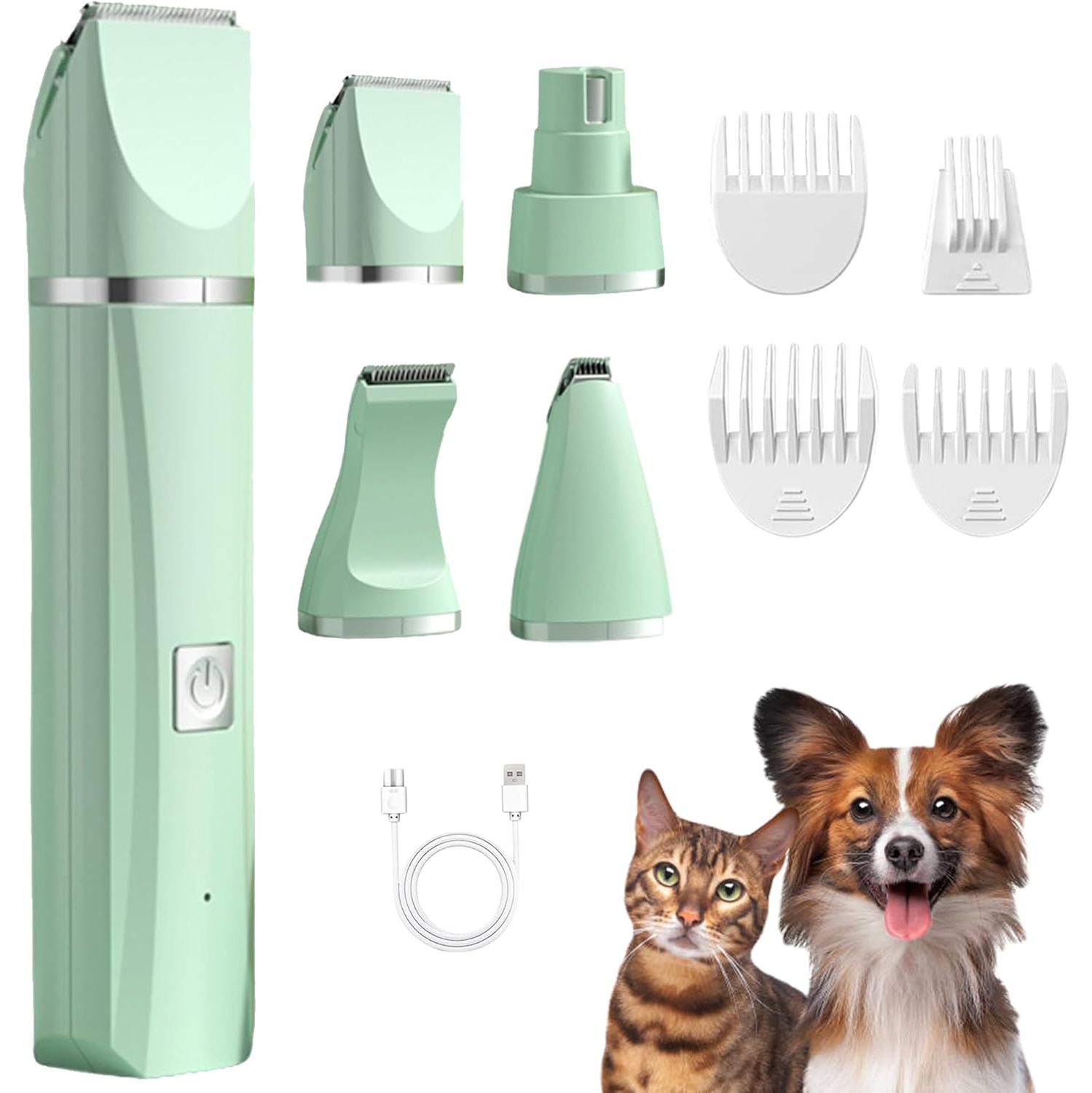 Pet Hair Shaver,Hair Clippers Set for Dog Cat,Cordless Pets Clippers,Low Noise Pet Clippers with 4 Trimmer Blades,Electric Dog Hair Trimmer for