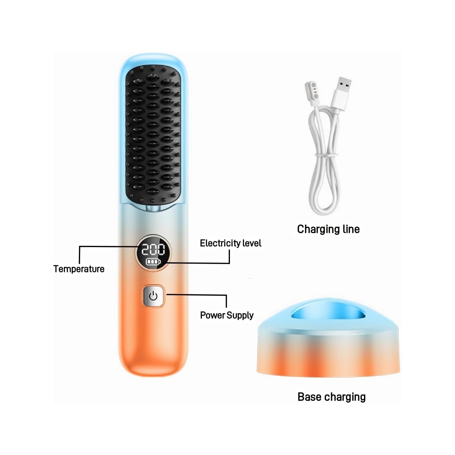 Fer plat sans fil, mini peigne chauffant portatif avec 5 réglages de température pour la maison et les voyages