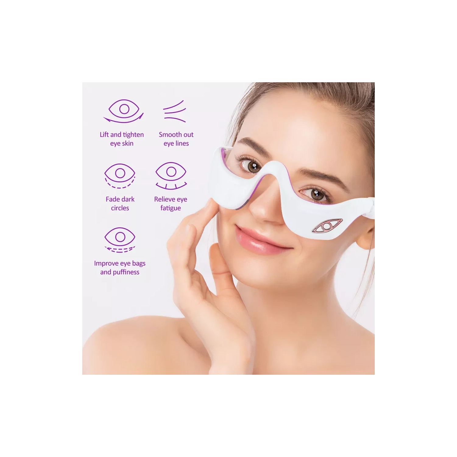 Under Eye Red Light Therapy Glasses,EMS Microcurrent Eye Massage Device,Eye Massager for Eye Bags Dark Circles,Infrared Eye Skin Care Device