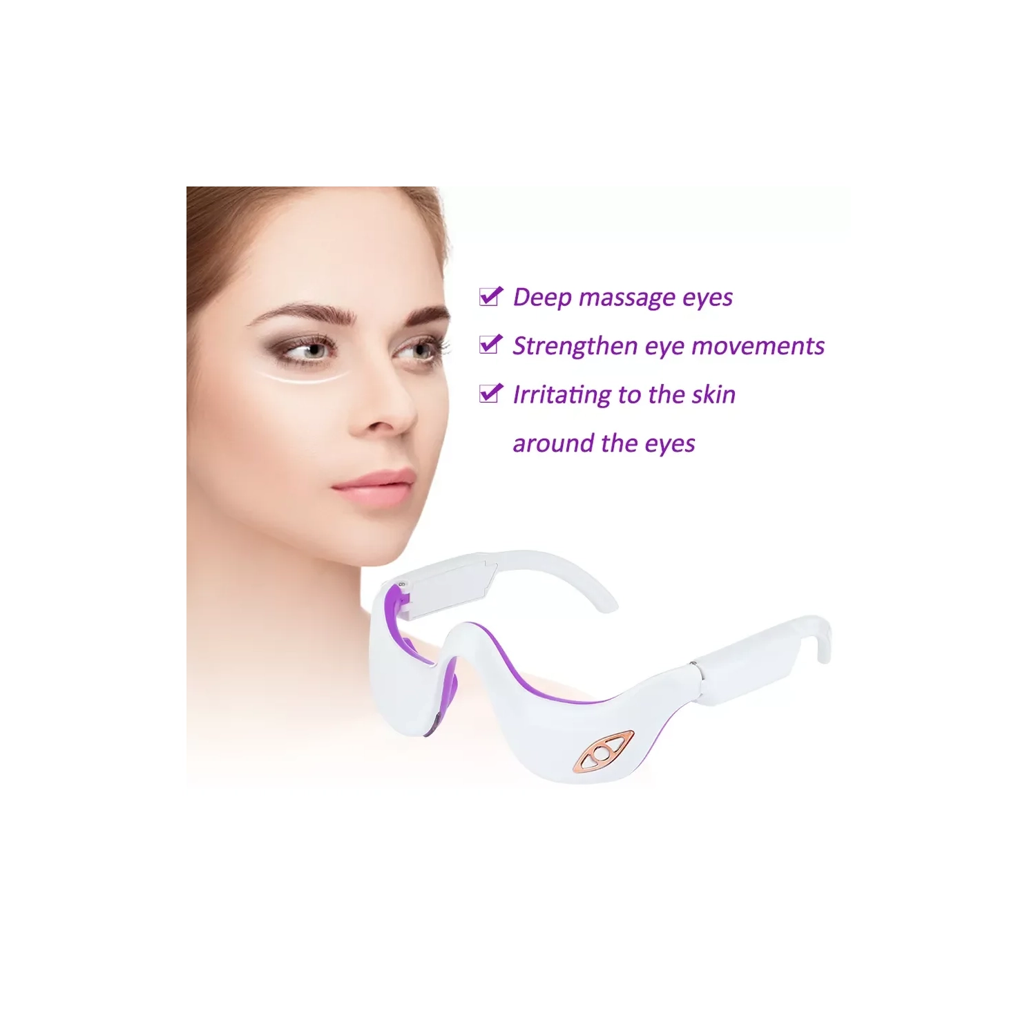 Under Eye Red Light Therapy Glasses,EMS Microcurrent Eye Massage Device,Eye Massager for Eye Bags Dark Circles,Infrared Eye Skin Care Device