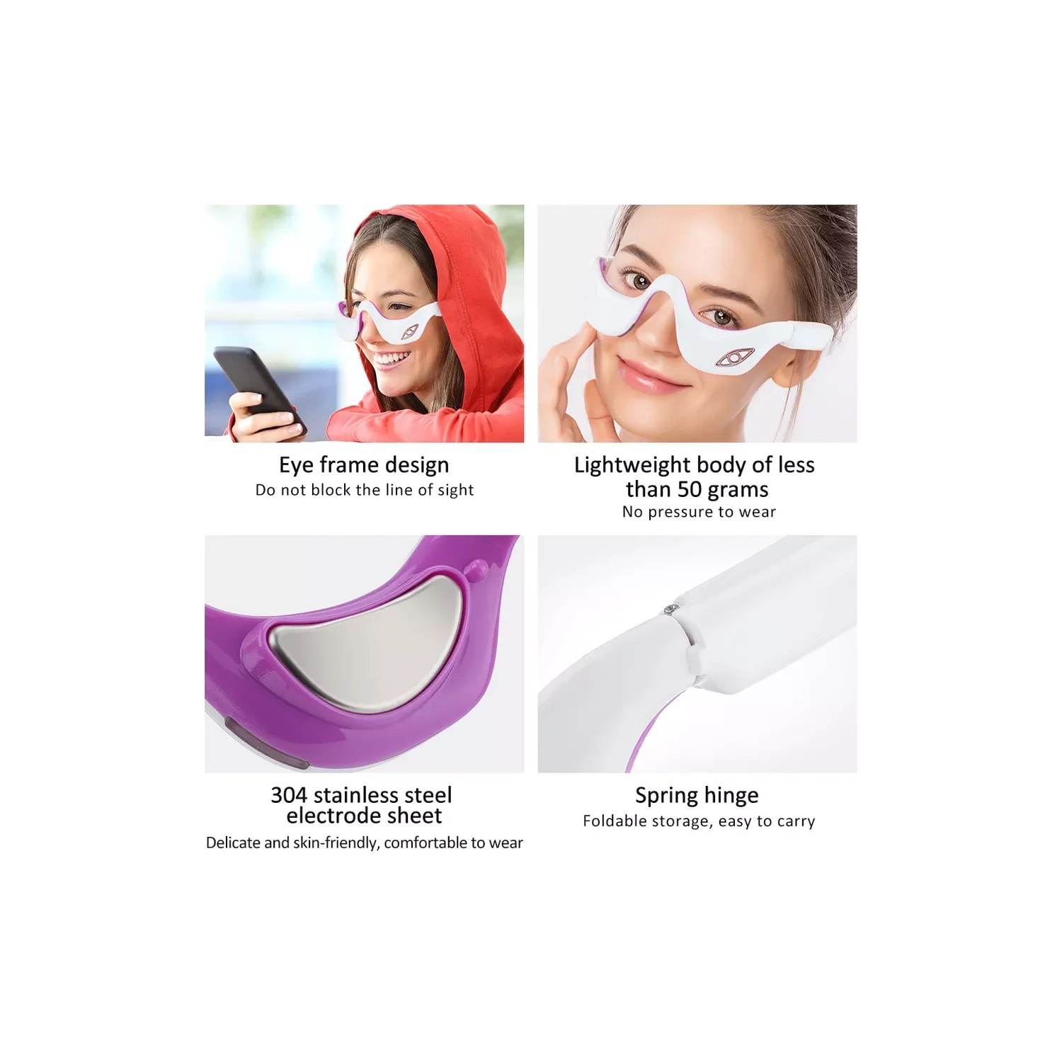 Under Eye Red Light Therapy Glasses,EMS Microcurrent Eye Massage Device,Eye Massager for Eye Bags Dark Circles,Infrared Eye Skin Care Device