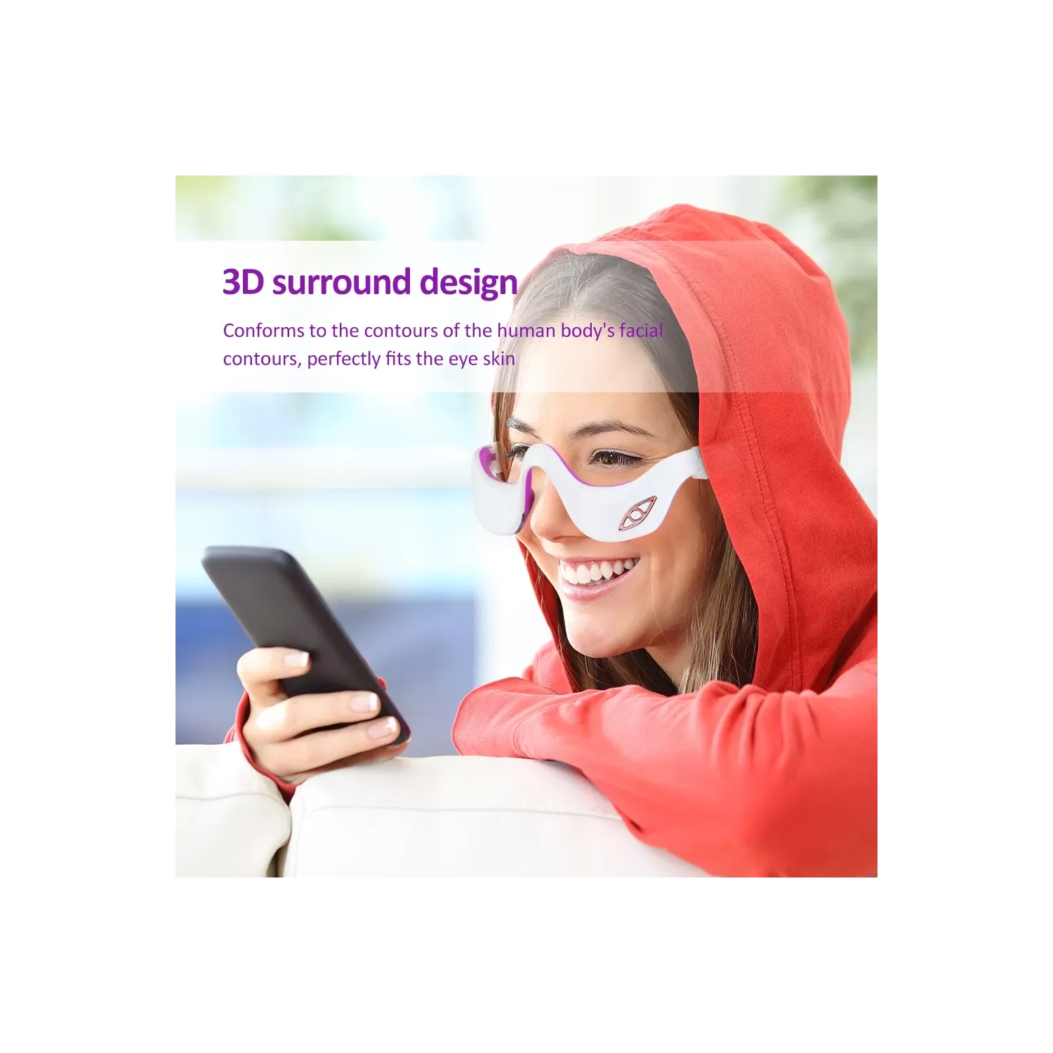 Under Eye Red Light Therapy Glasses,EMS Microcurrent Eye Massage Device,Eye Massager for Eye Bags Dark Circles,Infrared Eye Skin Care Device