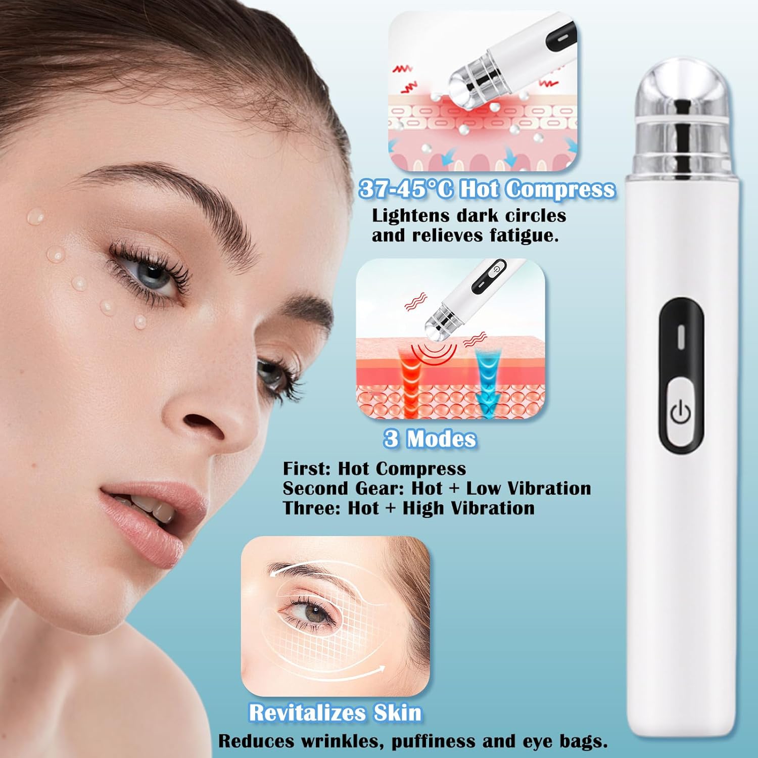 Eye Lift Wand Rechargeable Eye Massager Tool for Dark Circles Eye Bags Puffiness Under Eyes Massager for Lines Wrinkles Heated Eye Massager Wand Anti