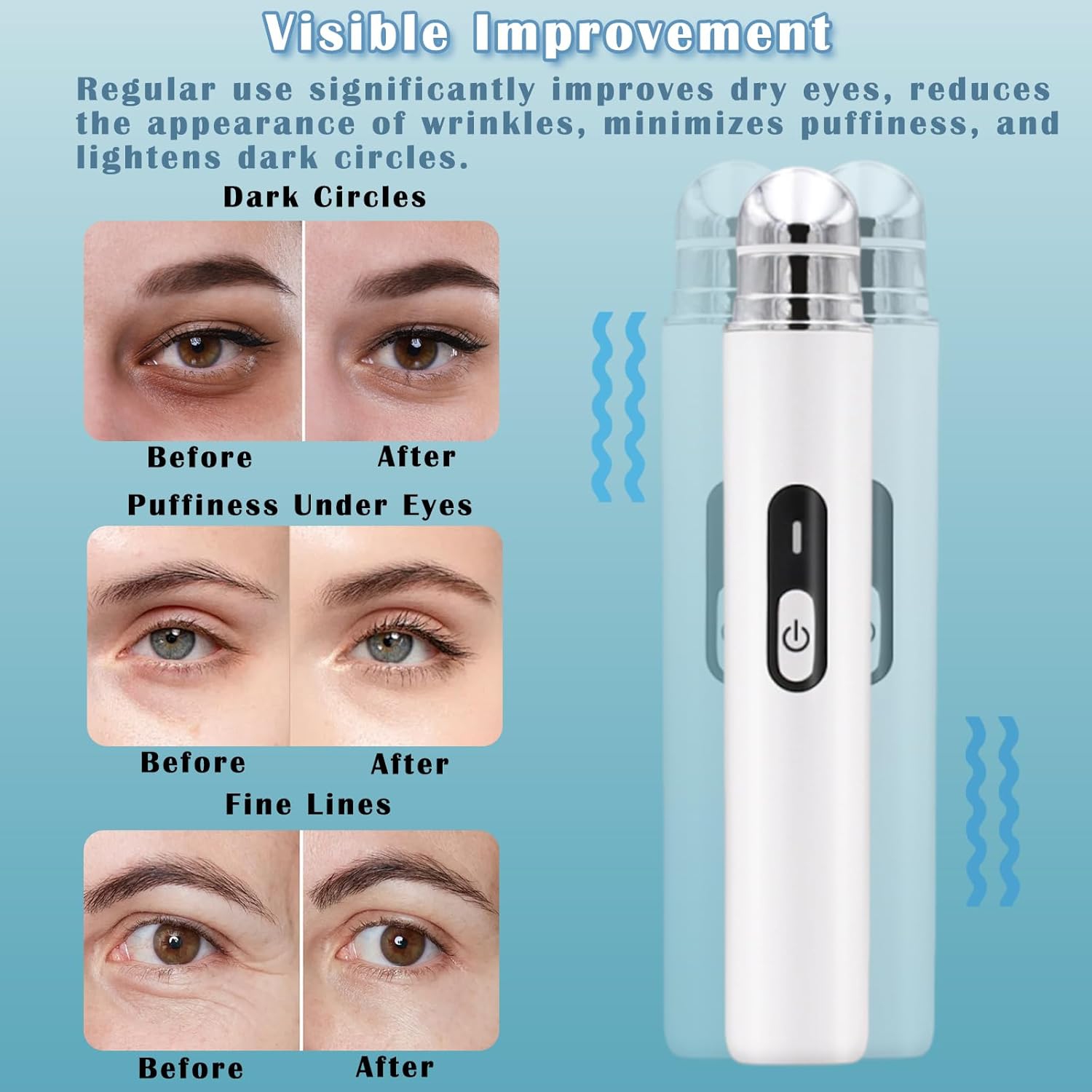 Eye Lift Wand Rechargeable Eye Massager Tool for Dark Circles Eye Bags Puffiness Under Eyes Massager for Lines Wrinkles Heated Eye Massager Wand Anti