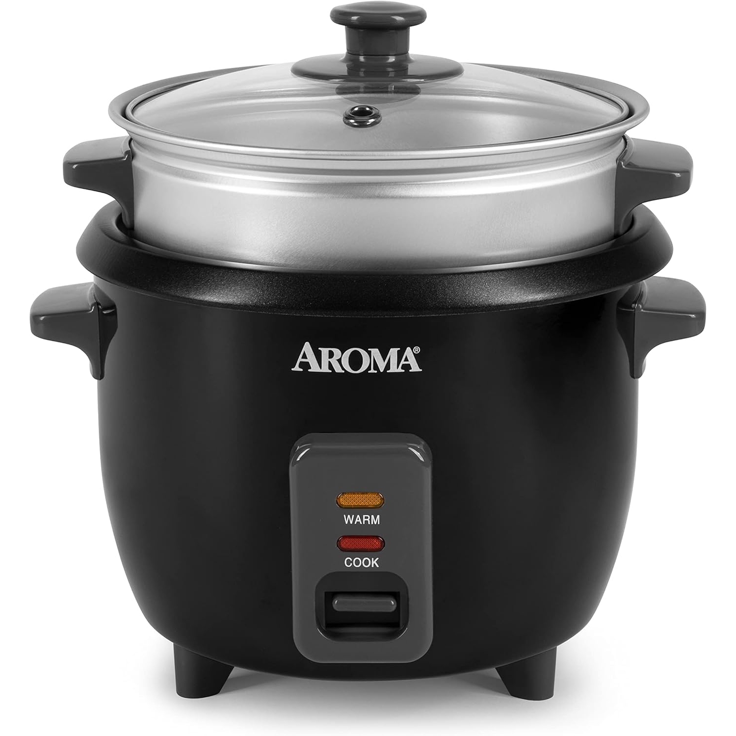 Aroma Housewares 3-Cup Uncooked Rice Cooker, Steamer, and Multicooker, Black