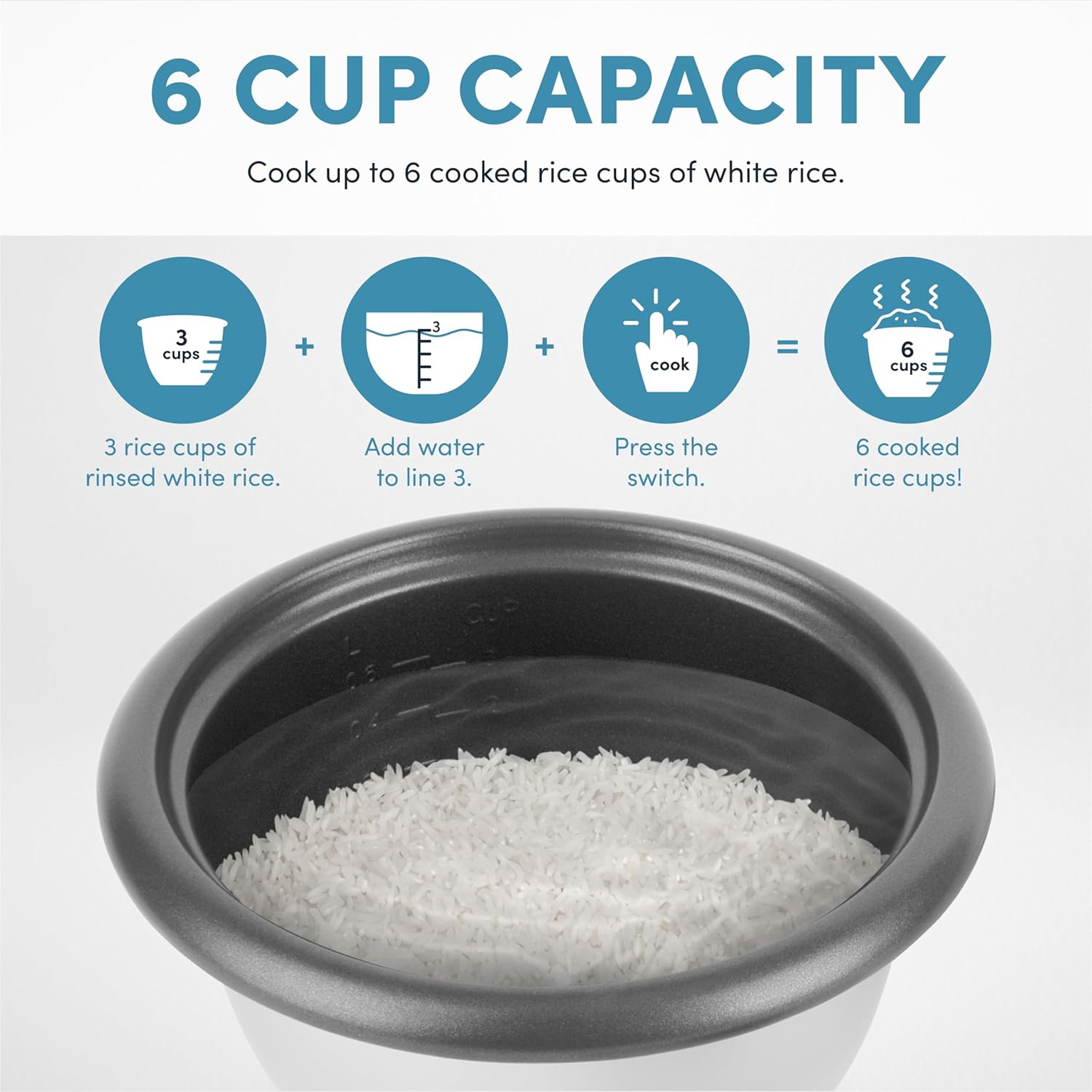 Aroma Housewares 3-Cup Uncooked Rice Cooker, Steamer, and Multicooker, Black