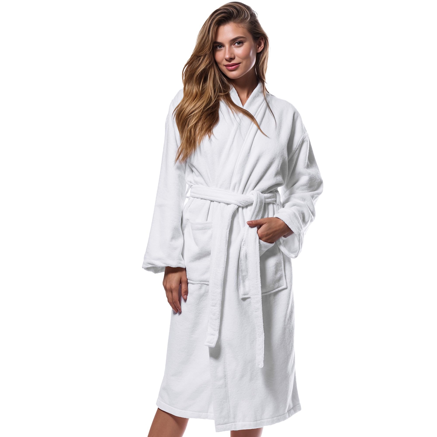 Canadian Linen Luxury Velour Kimono Bathrobes for Women Shower Bath Soft Absorbent Cotton Spa Salons Soft Plush for Hotel Lounge Robes, X-Large, White