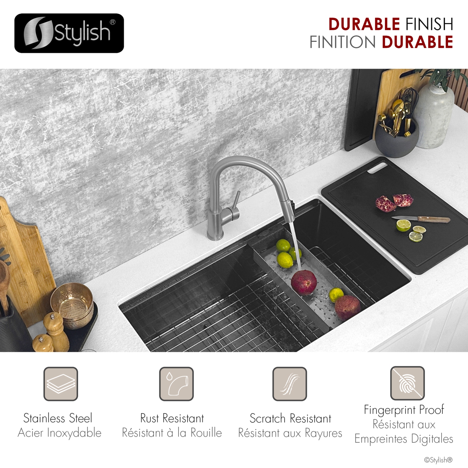 Modena Single Handle Brushed Stainless Steel Pull Down Kitchen Faucet with Reversible Osmosis