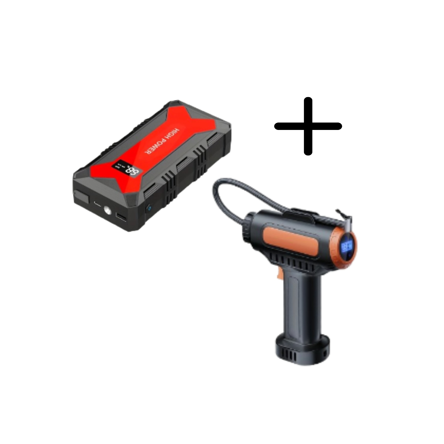 20000mAh Portable Car Battery Starter & Tire Inflator Air Compressor with Digital Display, USB Outputs, LED Lights, and Smart Safety Features