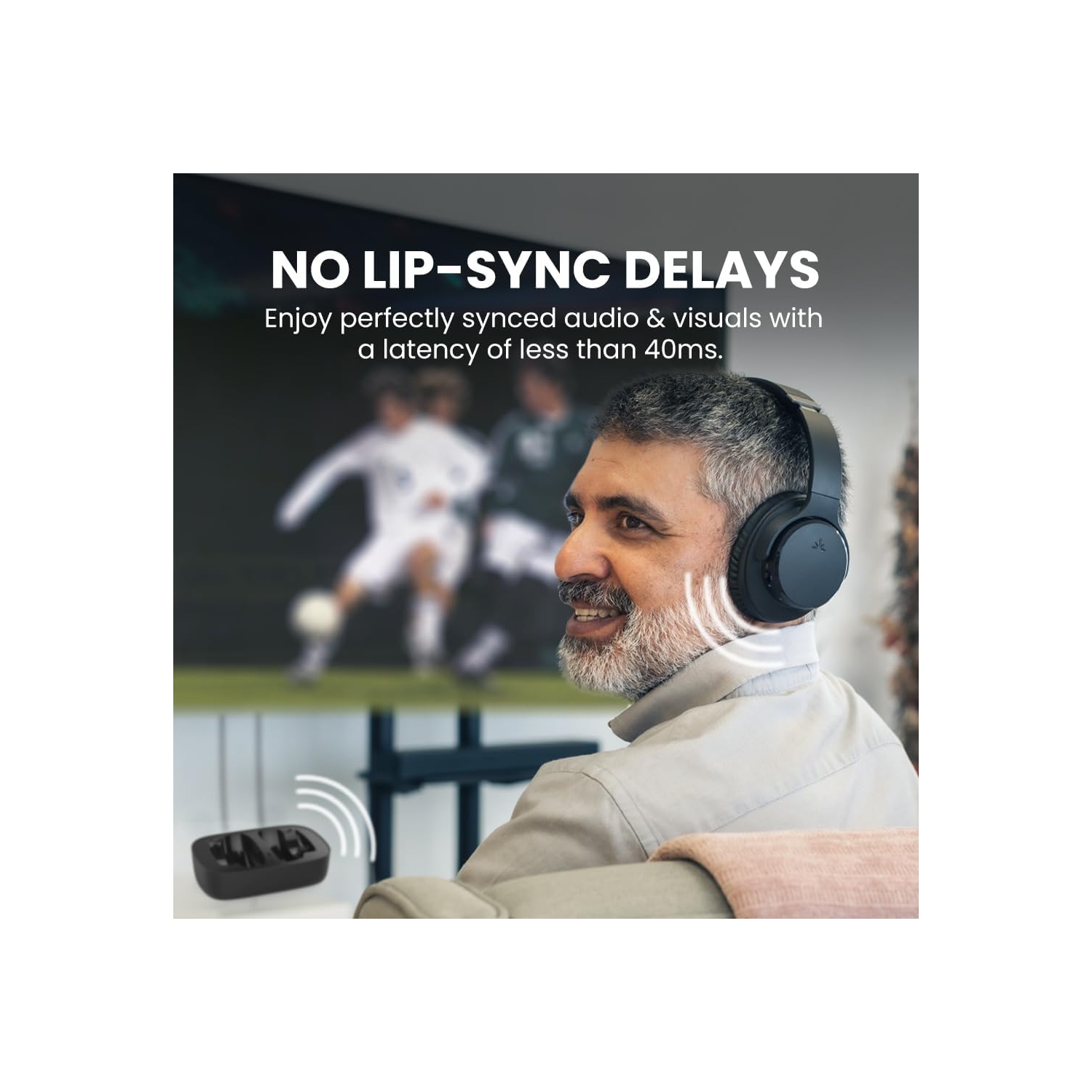 Ensemble d'Avantree - Écouteurs sans fil pour regarder la télévision avec station de recharge et émetteur