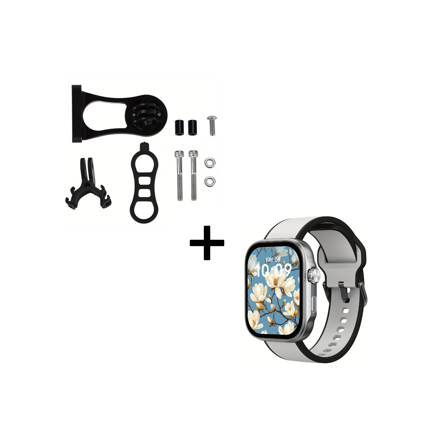 Montre intelligente de AMOLED avec modes de sport et voix à intelligence artificielle, et support pour vélo avec pince pour appareil photo