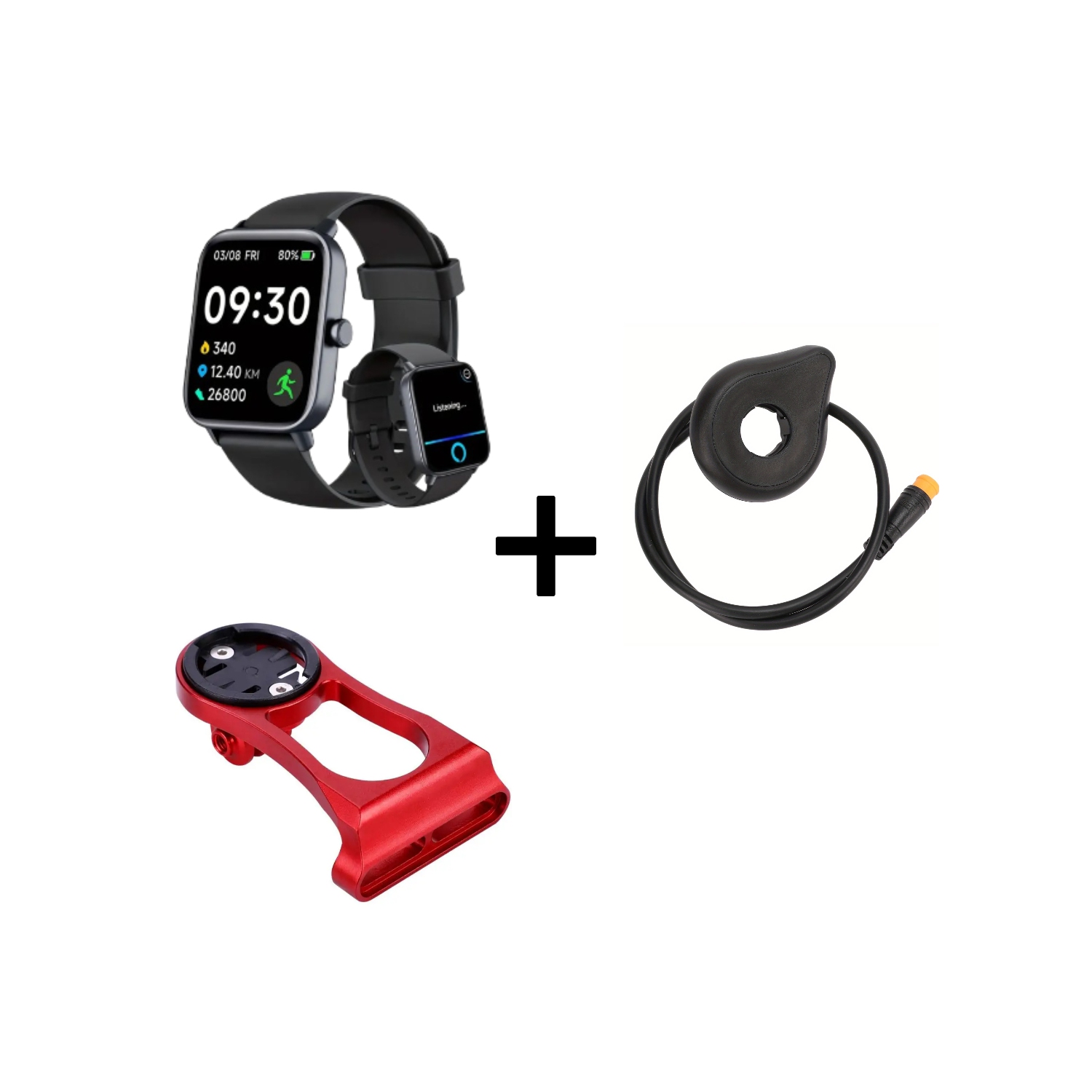 Montre intelligente de mise en forme avec écran HD de 1,8&nbsp;po, appels sans fil, moniteurs de sport, support pour vélo et capteur de pédale de