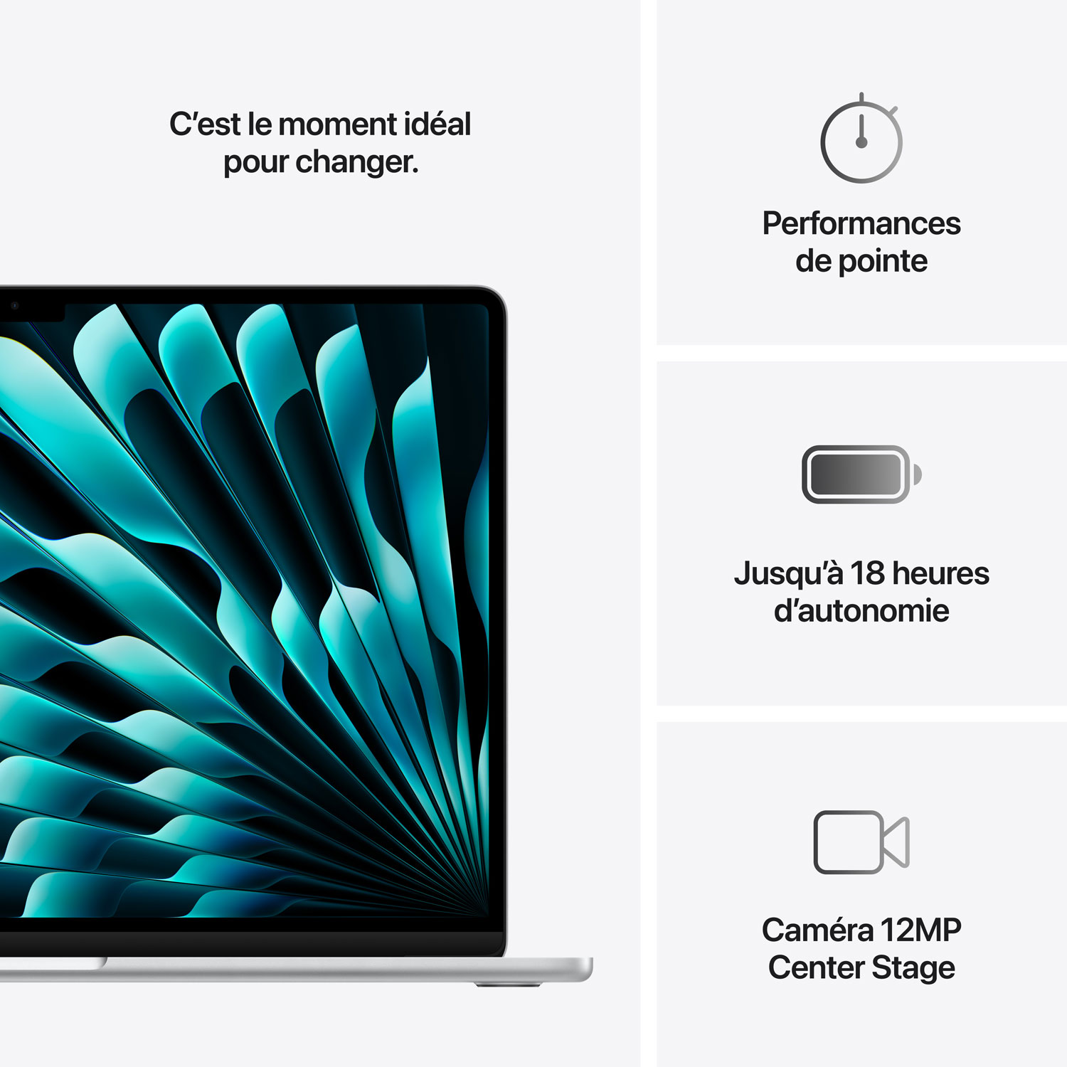 MacBook Air de 15,3 po avec Touch ID d'Apple - Argenté (M4 d'Apple/RAM 24 Go/SSD 512 Go) - Anglais