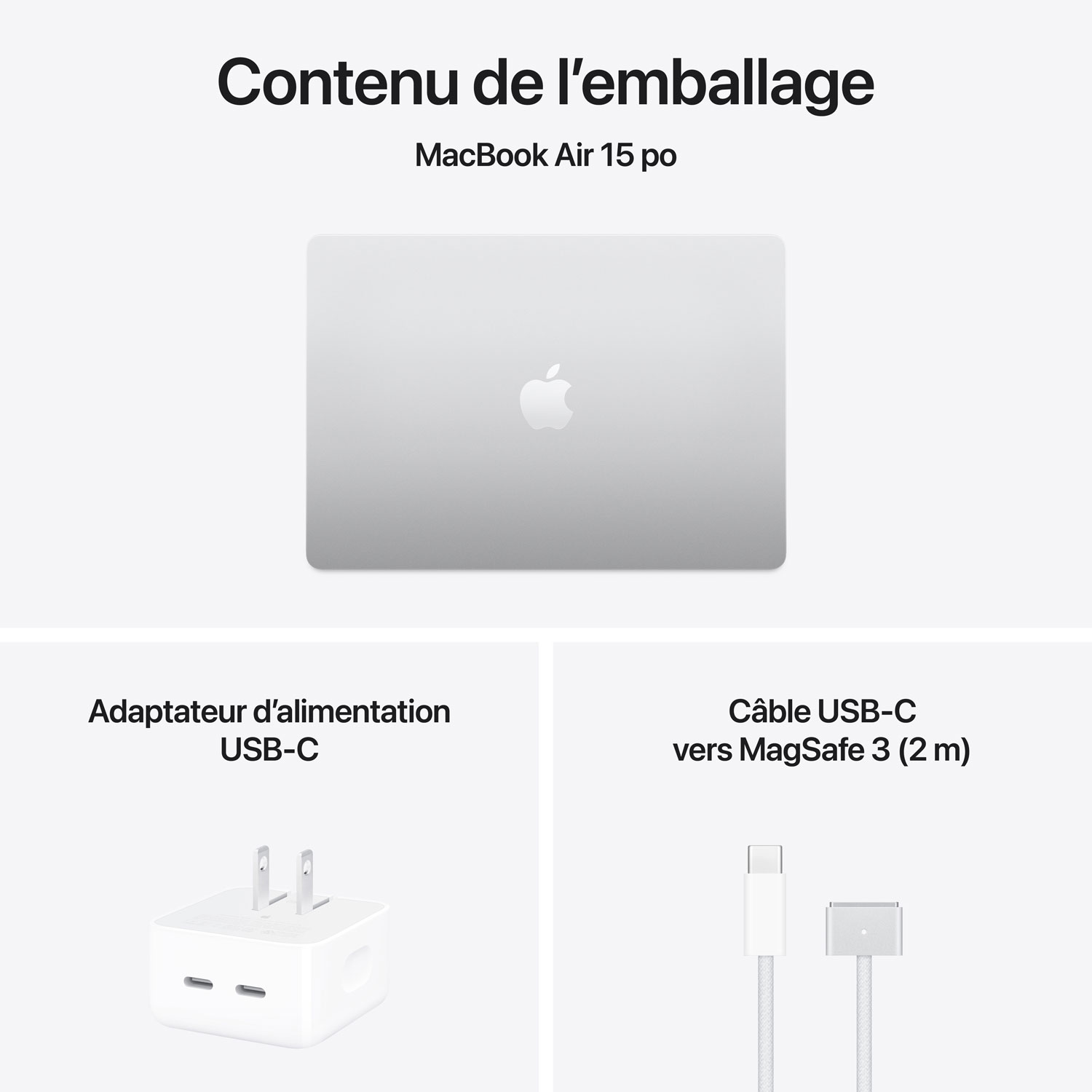 MacBook Air de 15,3 po avec Touch ID d'Apple - Argenté (M4 d'Apple/RAM 16 Go/SSD 256 Go) - Anglais