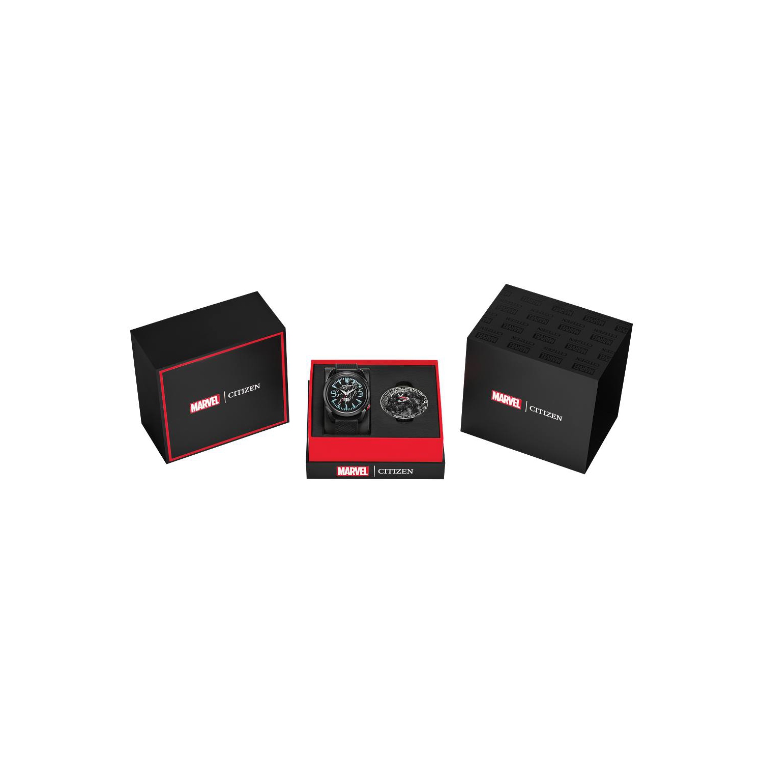 Marvel - Venom «&nbsp;léthal Protector&nbsp;» boîtier Eco-Drive montre 42&nbsp;mm inox noir bracelet polyuréthane noir/cadran noir