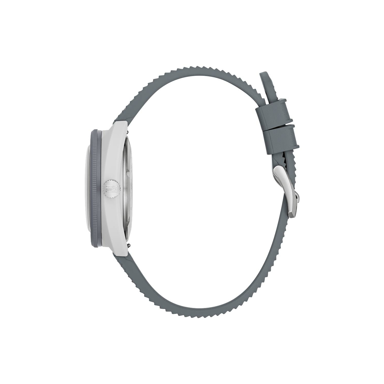 Bulova Mens Snorkel Quartz Watch 41mm Grey Hybrid-Ceramic Case Grey HNBR Rubber Strap with White Dial