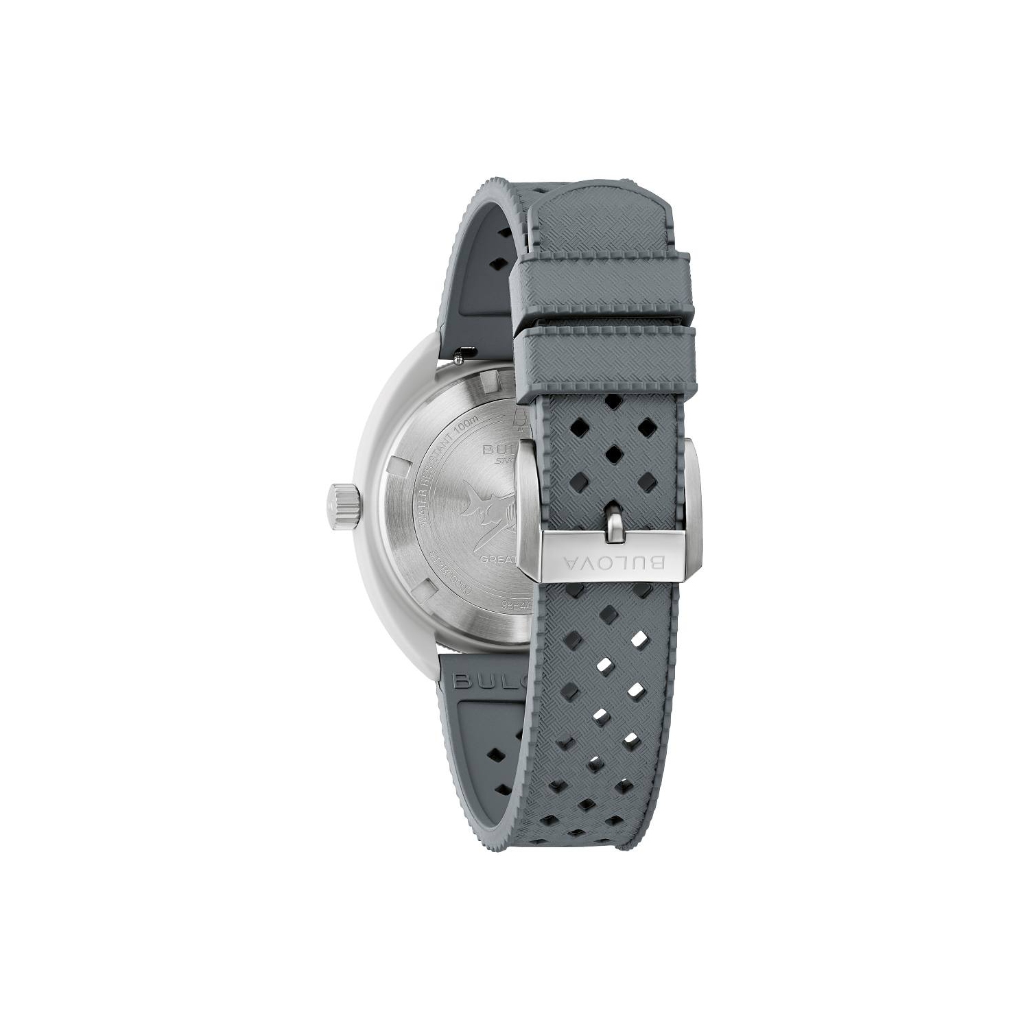 Bulova Mens Snorkel Quartz Watch 41mm Grey Hybrid-Ceramic Case Grey HNBR Rubber Strap with White Dial