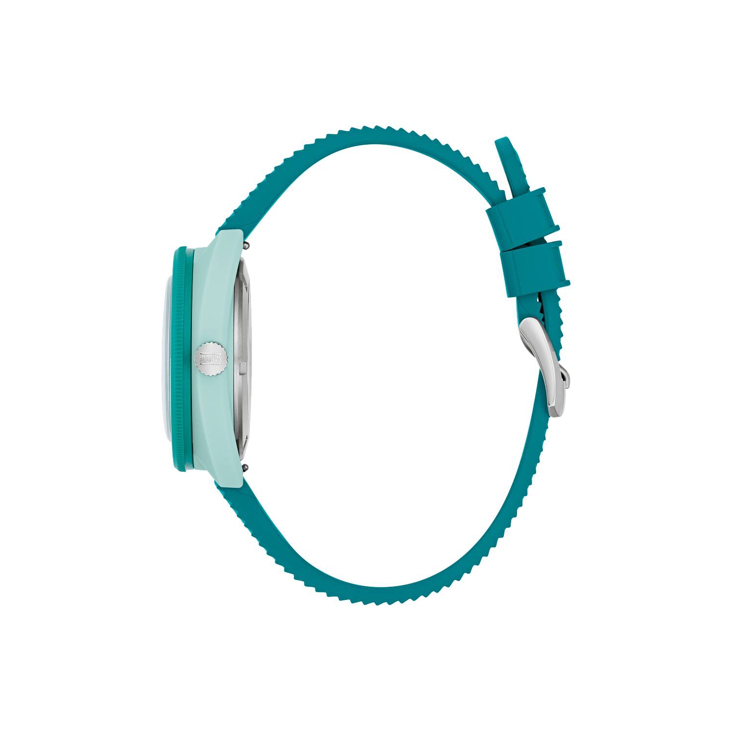 Bulova Mens Snorkel Quartz Watch 41mm Green Hybrid-Ceramic Case Green HNBR Rubber Strap with Brown Dial