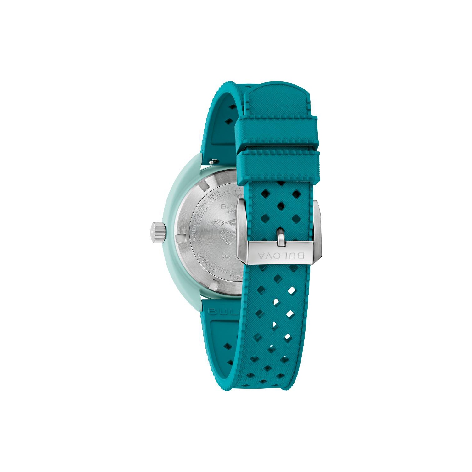 Bulova Mens Snorkel Quartz Watch 41mm Green Hybrid-Ceramic Case Green HNBR Rubber Strap with Brown Dial