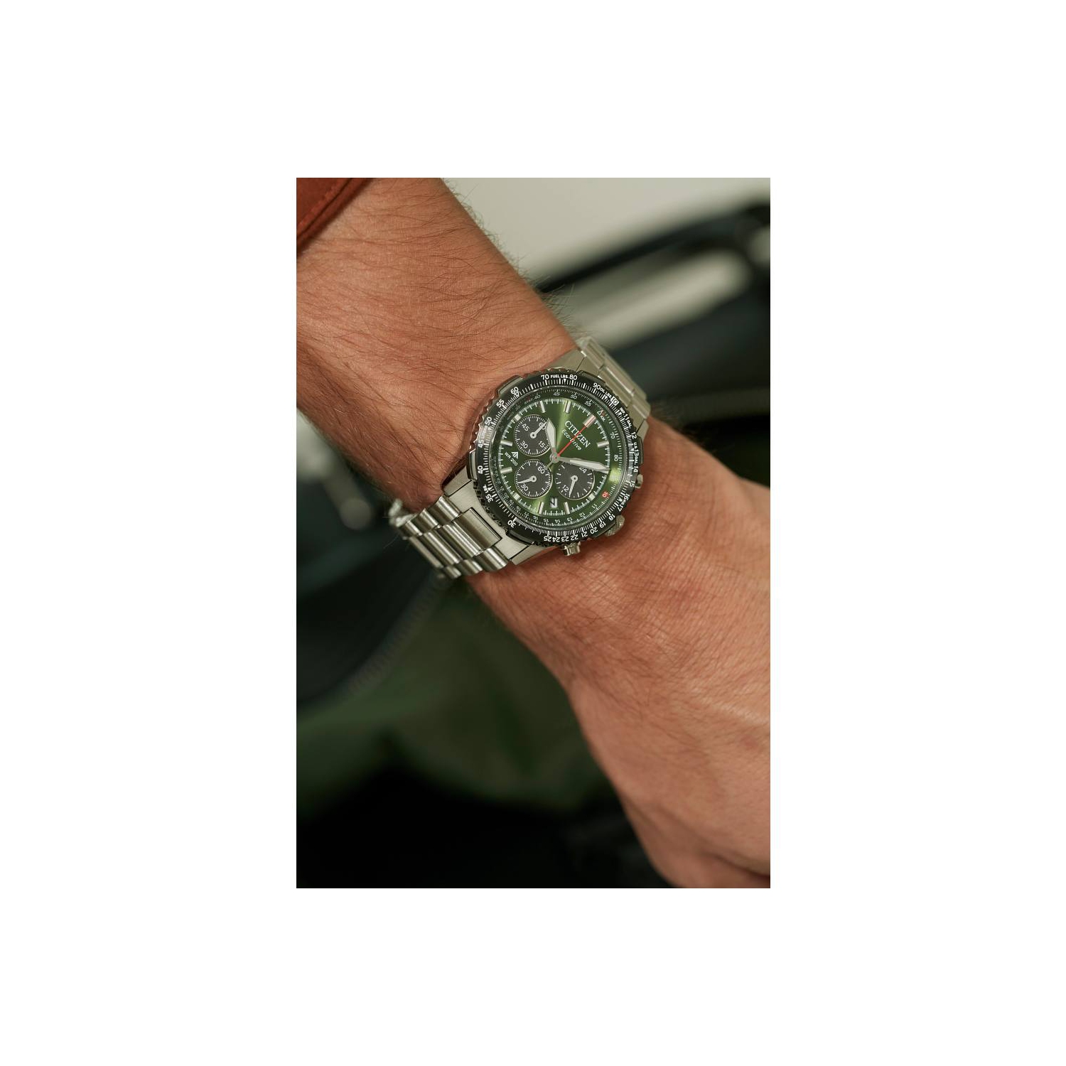 Citizen Mens Promaster Navihawk Eco-Drive Watch 40mm Silver-Tone Stainless Steel Case and Bracelet with Khaki Dial