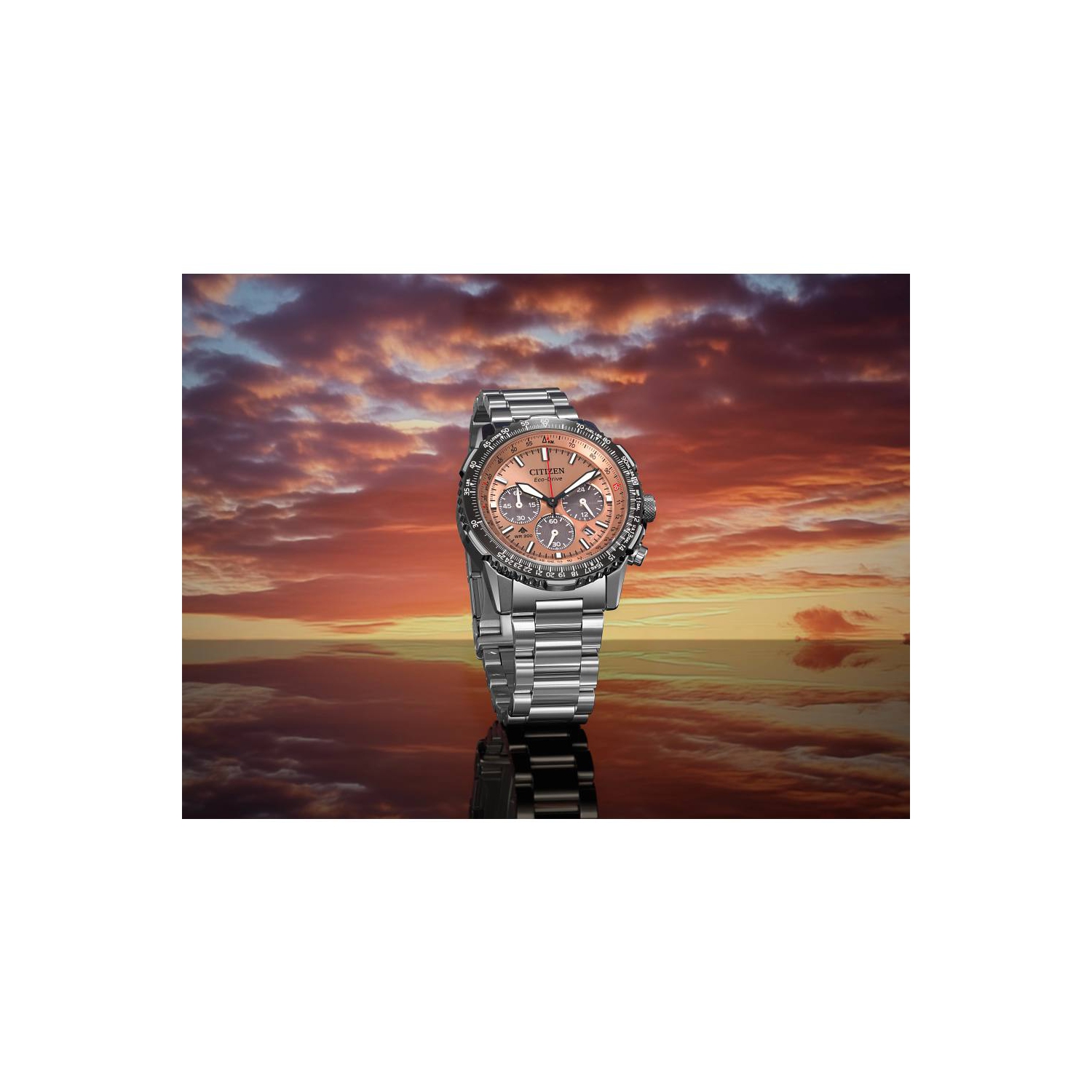 Citizen Mens Promaster Navihawk Eco-Drive Watch 40mm Silver-Tone Stainless Steel Case and Bracelet with Salmon Dial