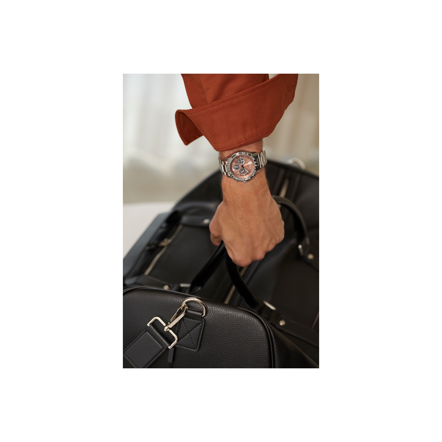 Citizen Mens Promaster Navihawk Eco-Drive Watch 40mm Silver-Tone Stainless Steel Case and Bracelet with Salmon Dial