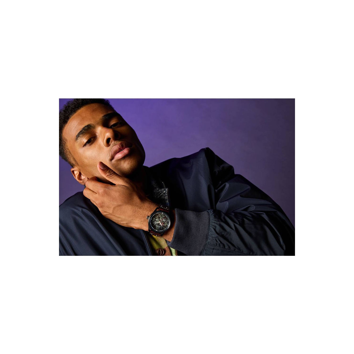 Star Wars Mens Tie Fighter and X Wing Eco-Drive Watch 45mm Black Stainless Steel Case Brown Leather Strap with Black Dial