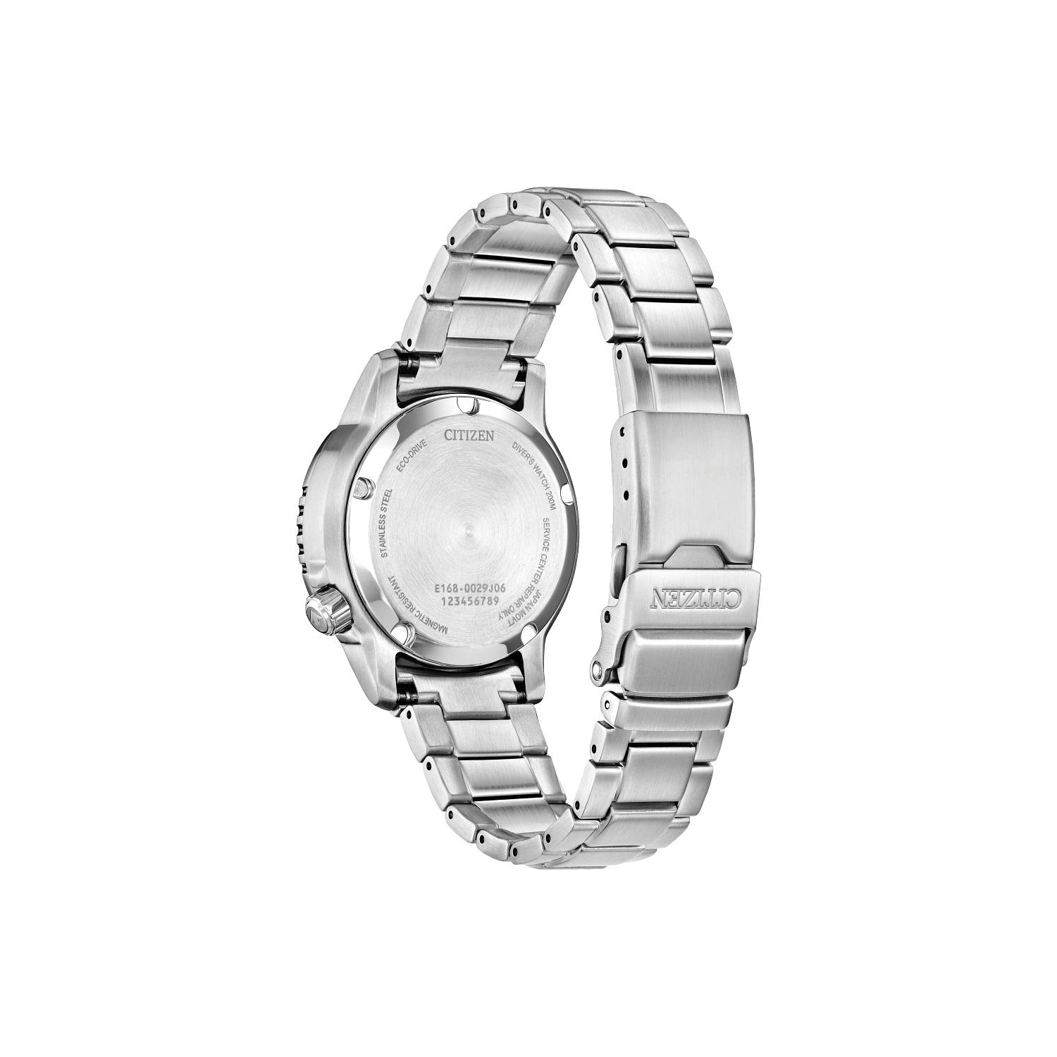 Montre pour femmes Promaster Dive Eco-Drive 36,5 mm avec boîtier et bracelet en acier inoxydable argenté et cadran violet de Citizen