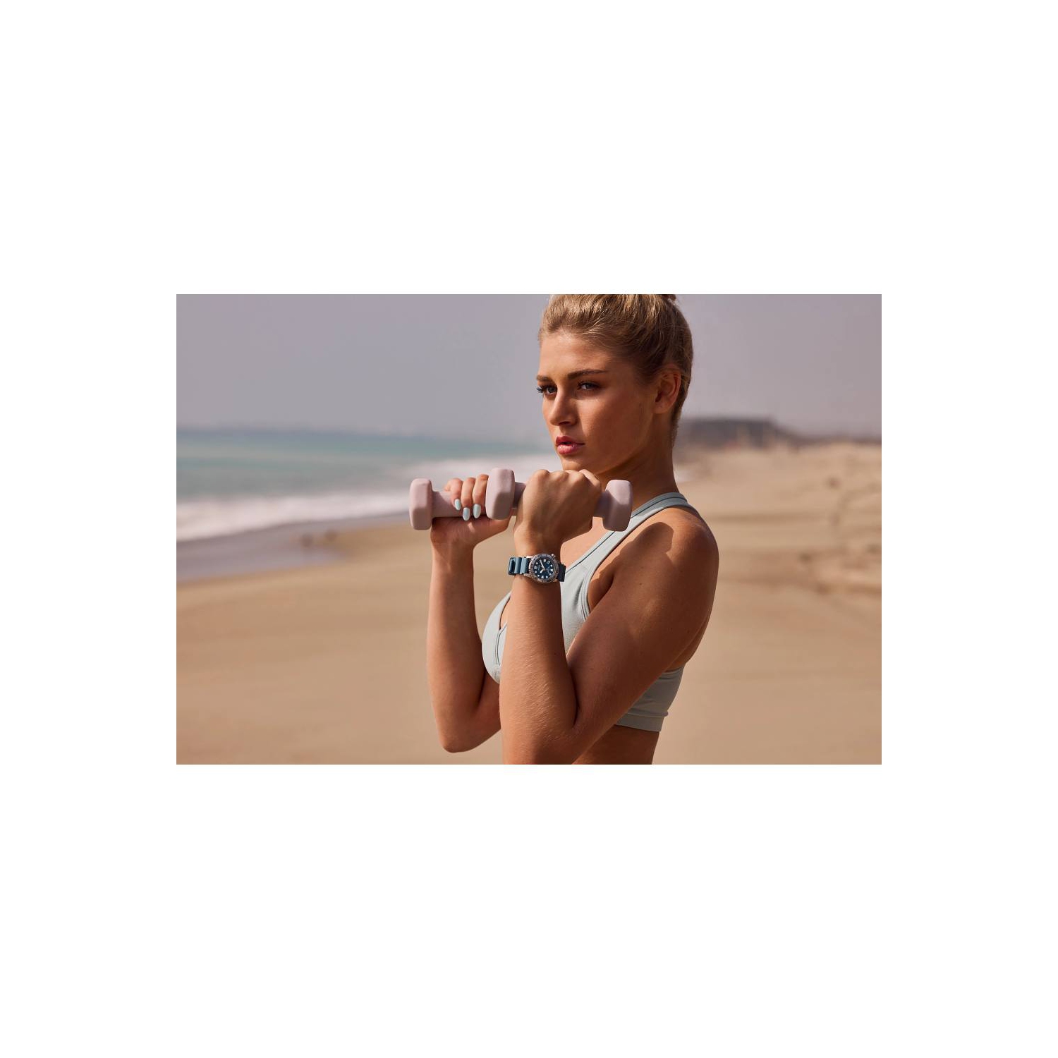 Montre pour femmes Promaster Dive Eco-Drive 36,5&nbsp;mm boîtier inox argenté bracelet polyuréthane bleu clair/cadran bleu de Citizen